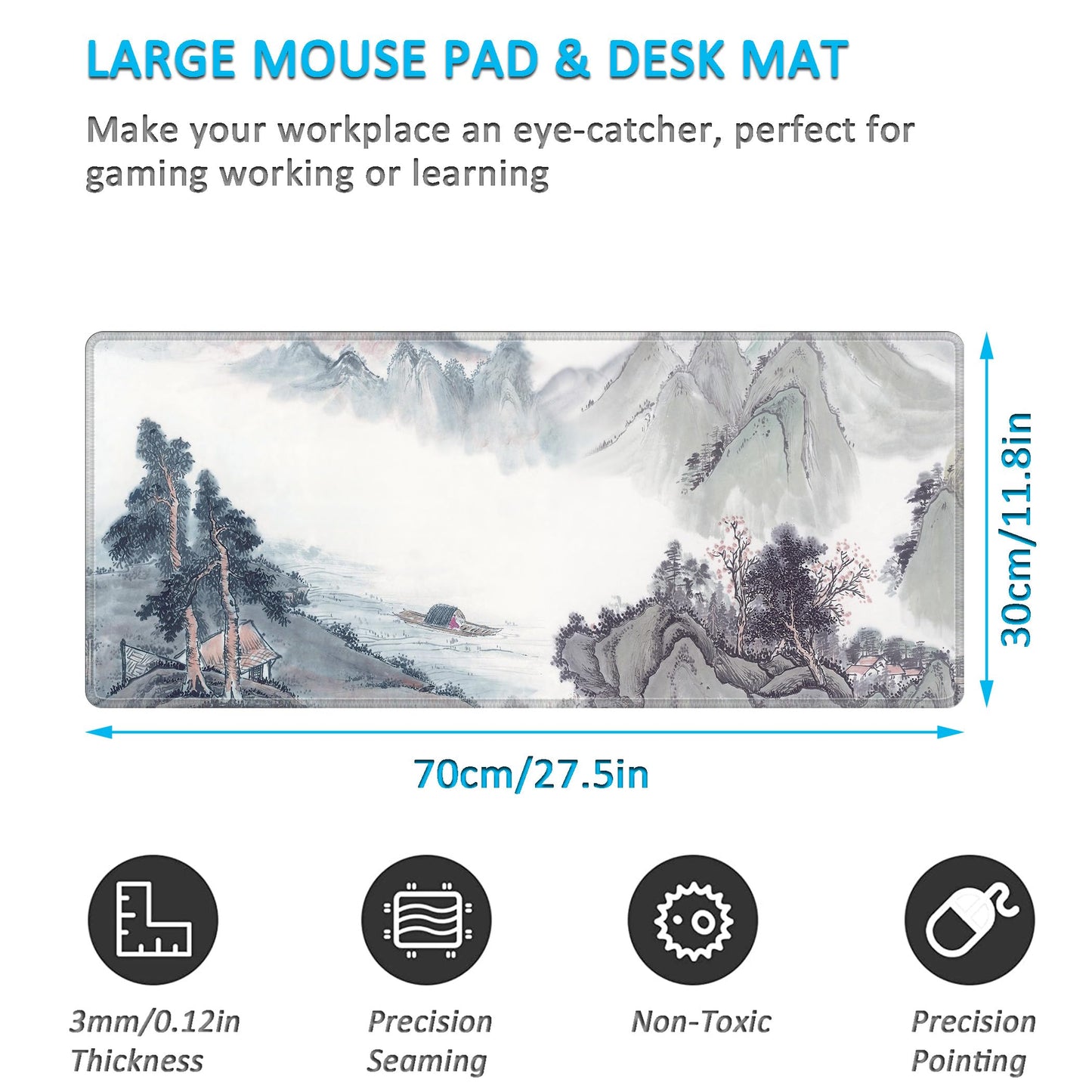 LL-COEUR XXL Landscape Gaming Mouse Pad Computer Keyboard Mat Office Desk Pad (Landscape 1, 27.5" x