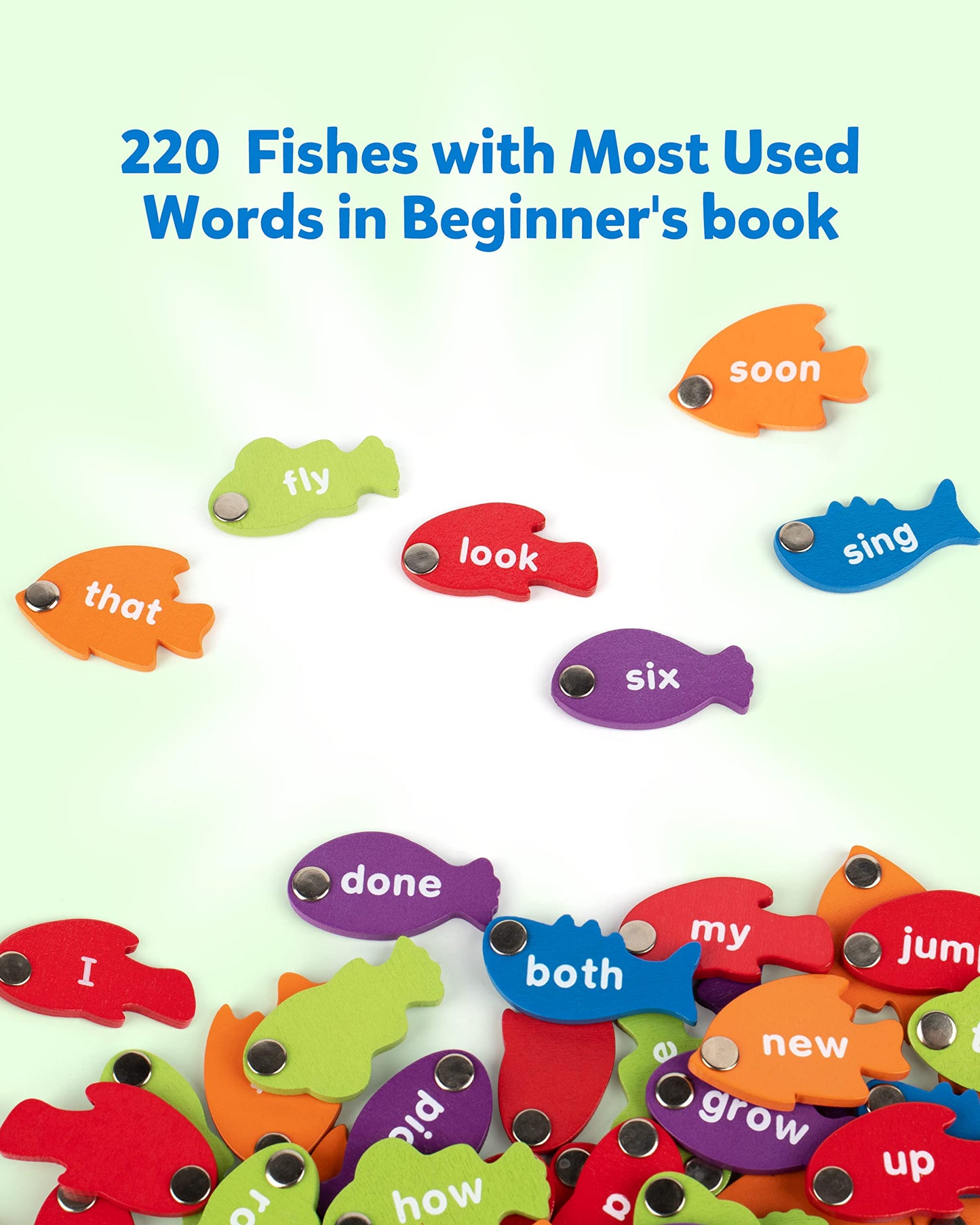 Coogam Wooden Magnetic Fishing Sight Words Game Learning Dolch Word Flashcards Montessori