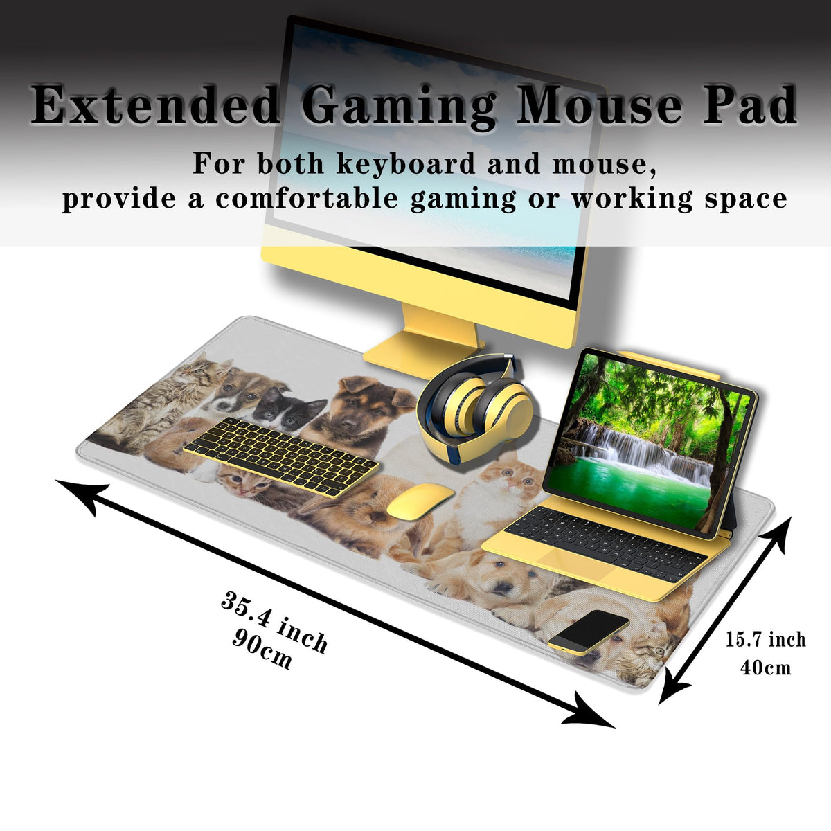Samgula Computer Desk Pad Dog Desktop?Mat, Gaming Mousepads Keyboard Pad, Cool Mouse Pads