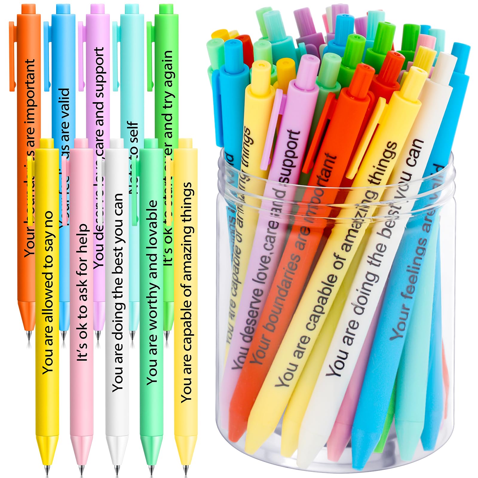 Crtiin 50 Pcs Inspirational Pens Bulk Stylish Color, Inspirational