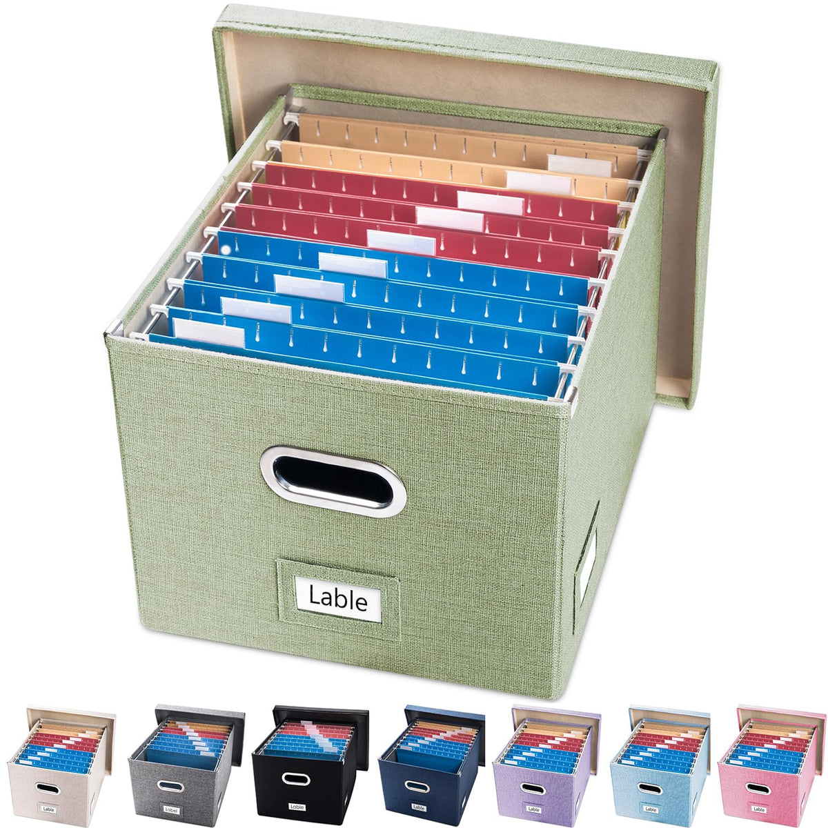 PRANDOM File Organizer Box - Set of 1 Collapsible Decorative Linen Filing Storage Hanging File