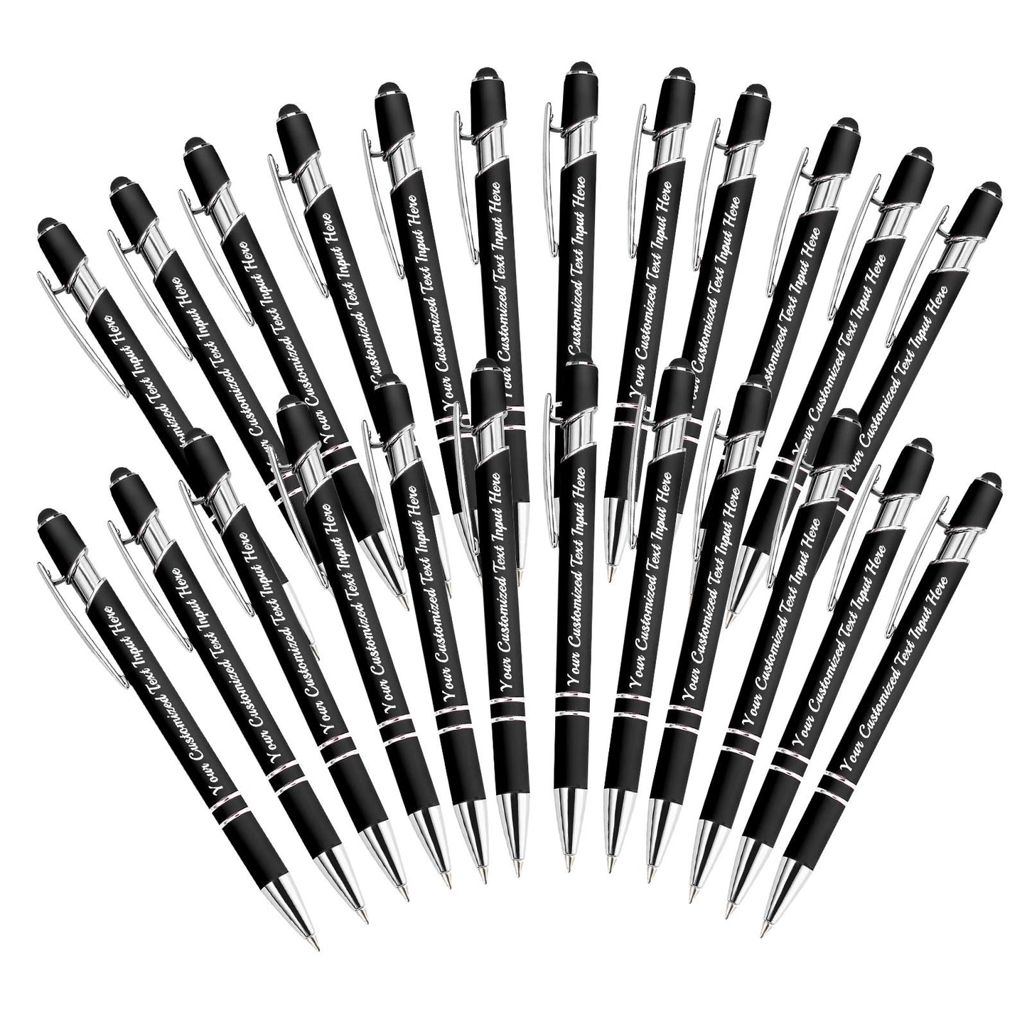 Betenshtresk Personalized Ballpoint Pen 24pcs, Custom Pens Free Engraved Bulk with Name Logo, Soft