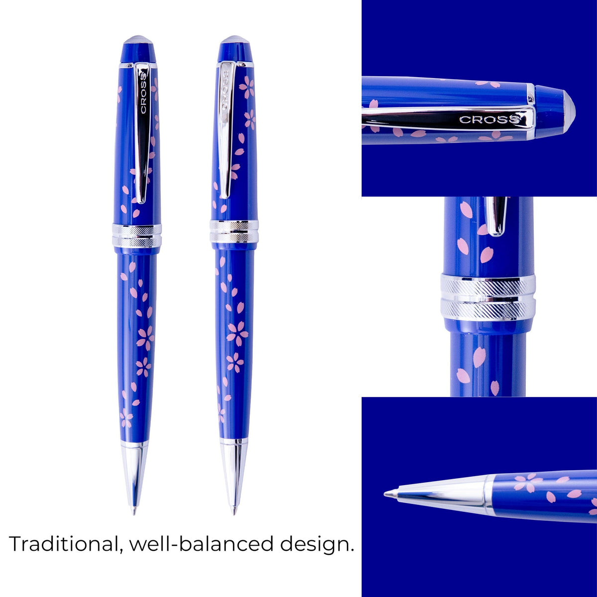 Cross Bailey Light Cherry Blossom Blue Ballpoint Pen, Black Ink