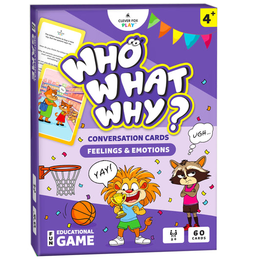 Who What Why Feelings Conversation Cards for Kids, Social SEL Game, Ages 4+