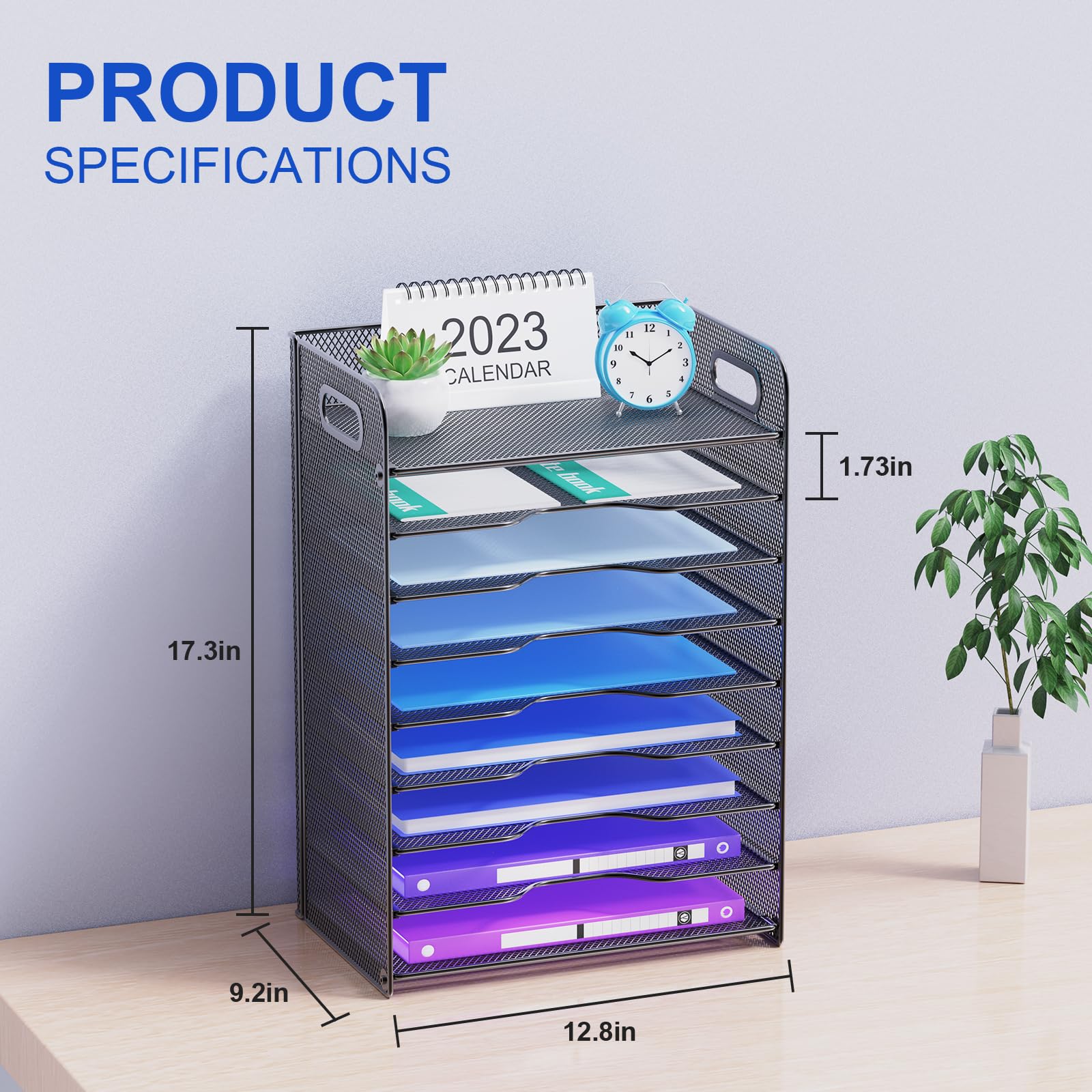 Samstar 9 Tier Desk Organizer, Mesh Paper Letter Tray File Rack Shelves Paper Sorter Storage with