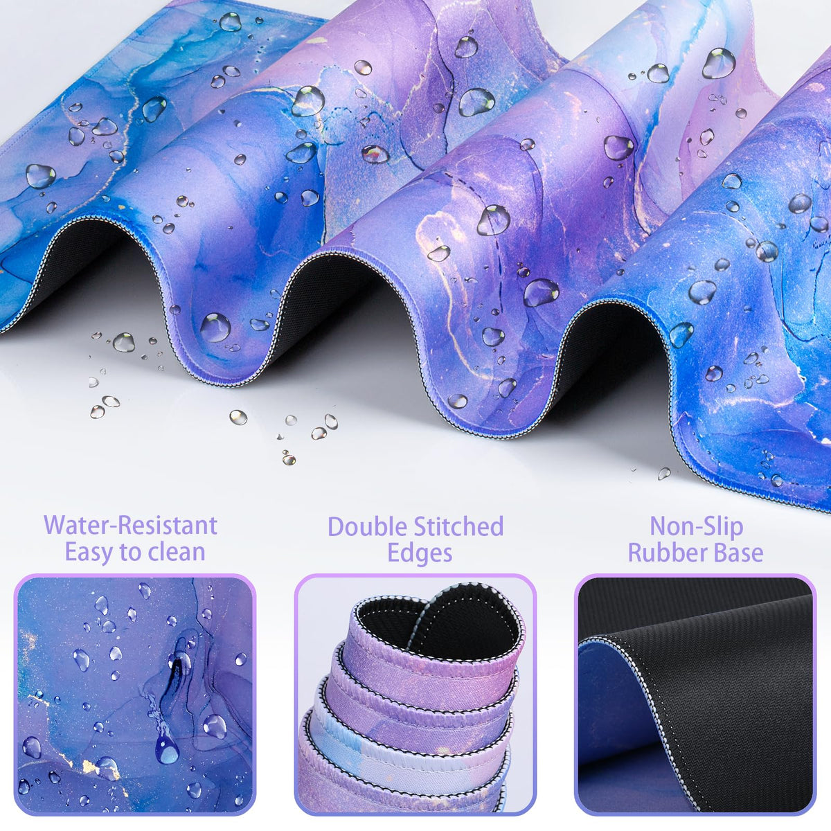 4-in-1 Mouse Pad with Wrist Rest Purple,35.4×15.7in Large Gaming Mouse Pad