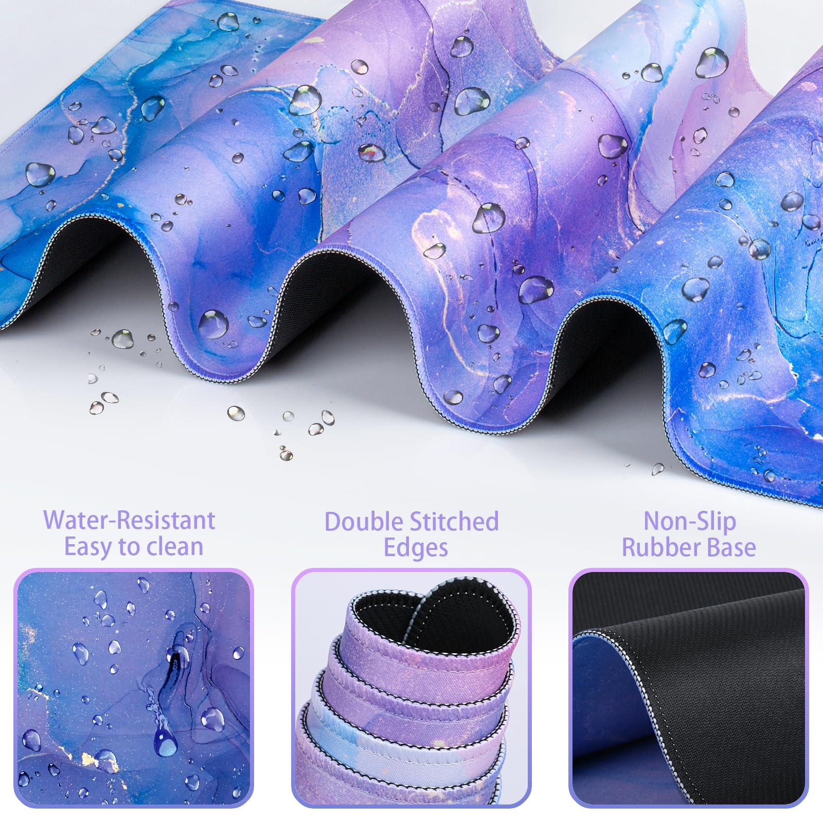 4-in-1 Mouse Pad with Wrist Rest Purple,35.4×15.7in Large Gaming Mouse Pad