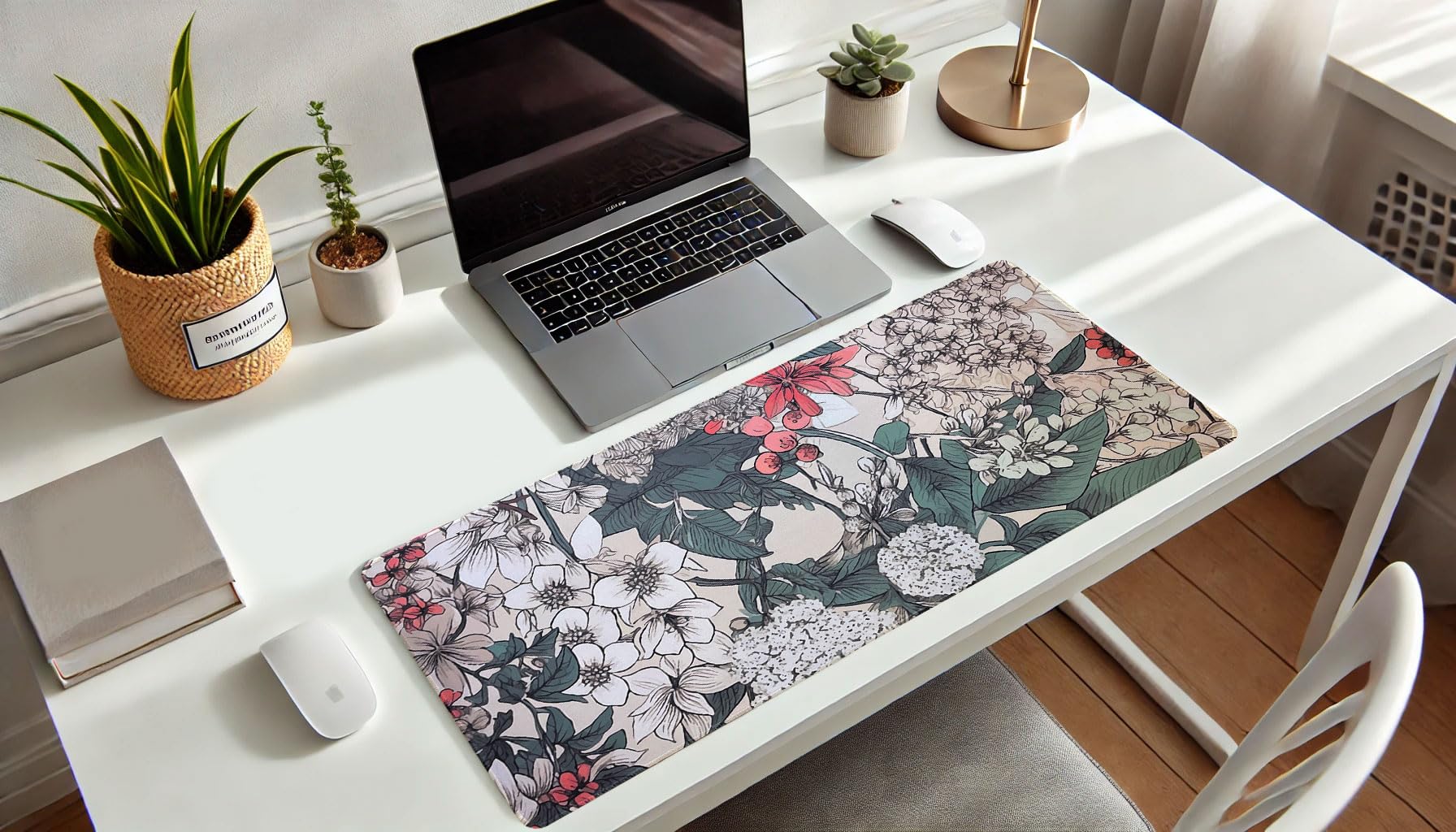 French KOKO Large Desk Mat 36" x 16.5" – Botanical Floral Mouse Pad for Keyboard & Mouse – Non-Slip