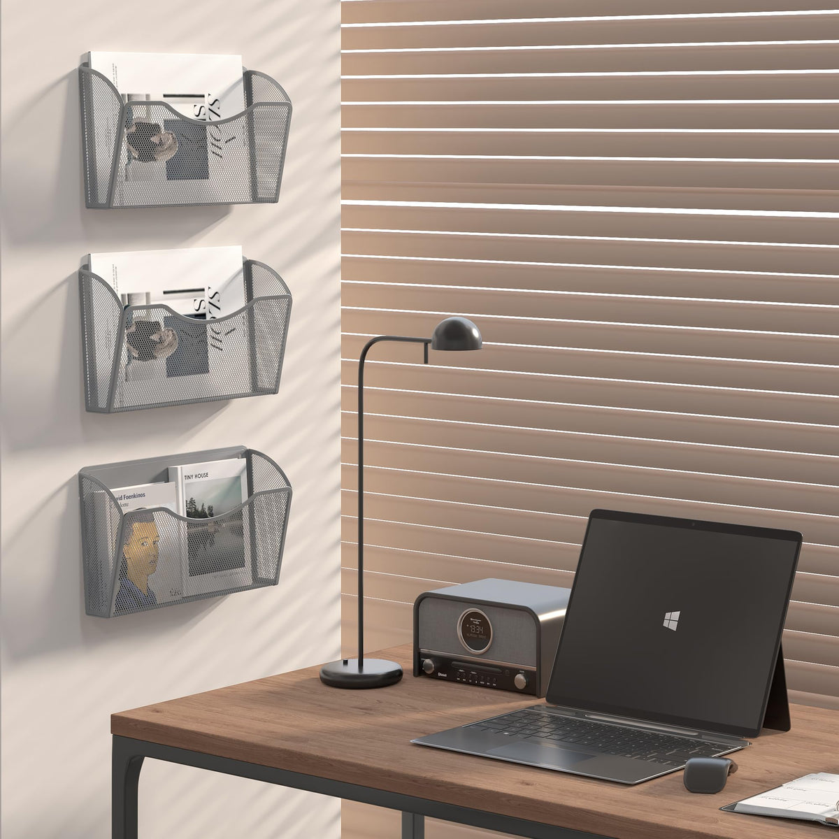 EasyPAG Wall File Organizer 3 Pack, Hanging File Organizer Wall Mount, Metal Mesh Folder Holder for