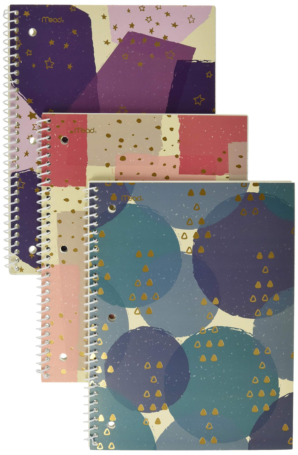 Mead Spiral Notebooks, 1 Subject, College Ruled Paper, 70 Sheets, 10-1/2" x 7-1/2", Shape It Up