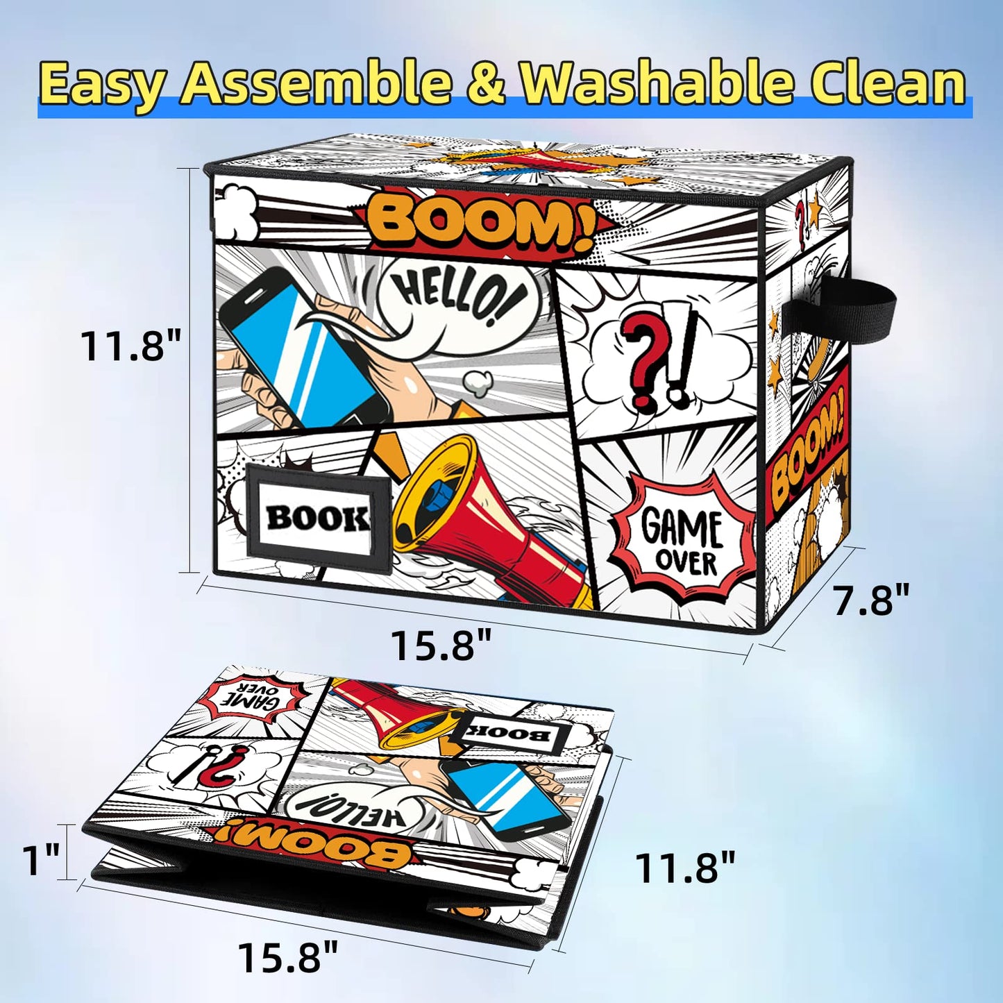 YNSZAS 5 Pack Collection Comic Book Storage Boxes, Protector Organizer 15.8" X 7.8" X 11.8"