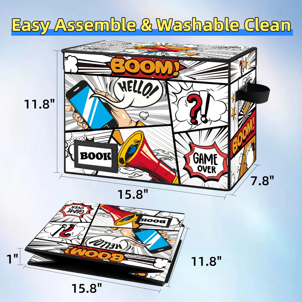 YNSZAS 5 Pack Collection Comic Book Storage Boxes, Protector Organizer 15.8" X 7.8" X 11.8"