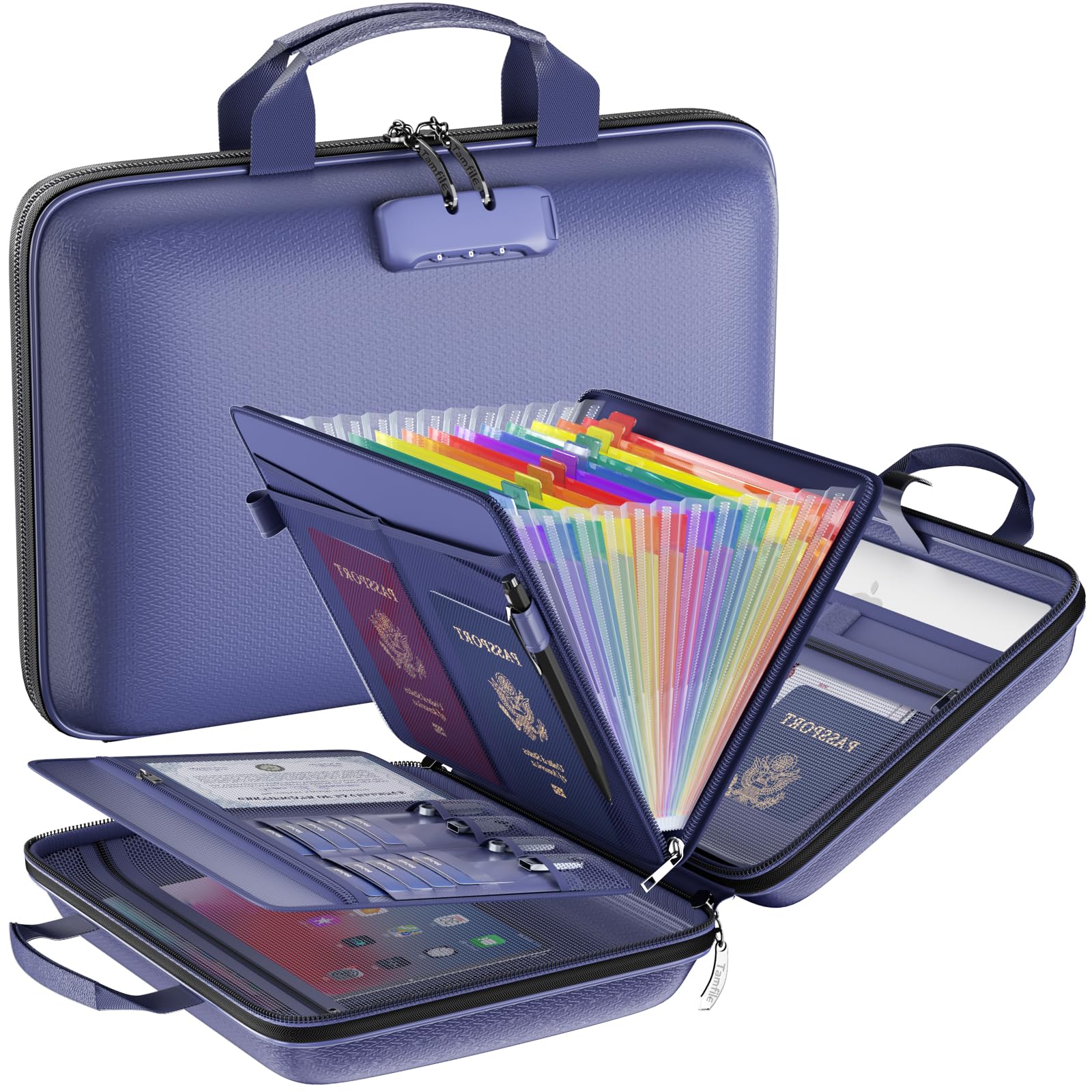 Tamfile Fireproof File Organizer with Lock,Hard Case Fireproof Document Box