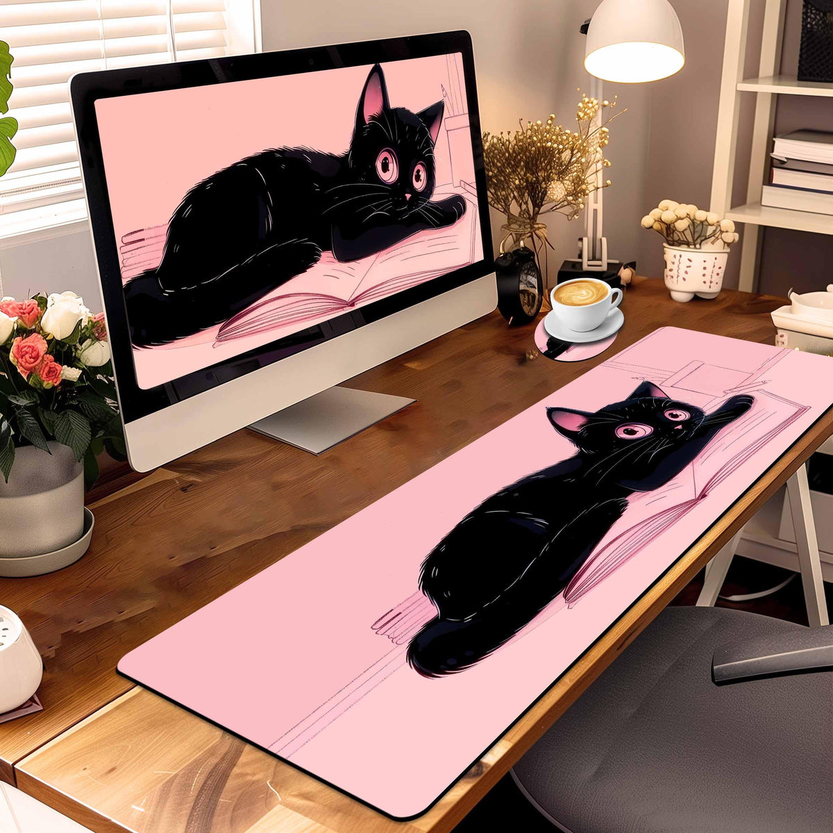 Extended Mouse Pad with Coaster 31.5 x 11.8 Desk Pad Full Desk Mousepad Stitched Edges Desk Mat