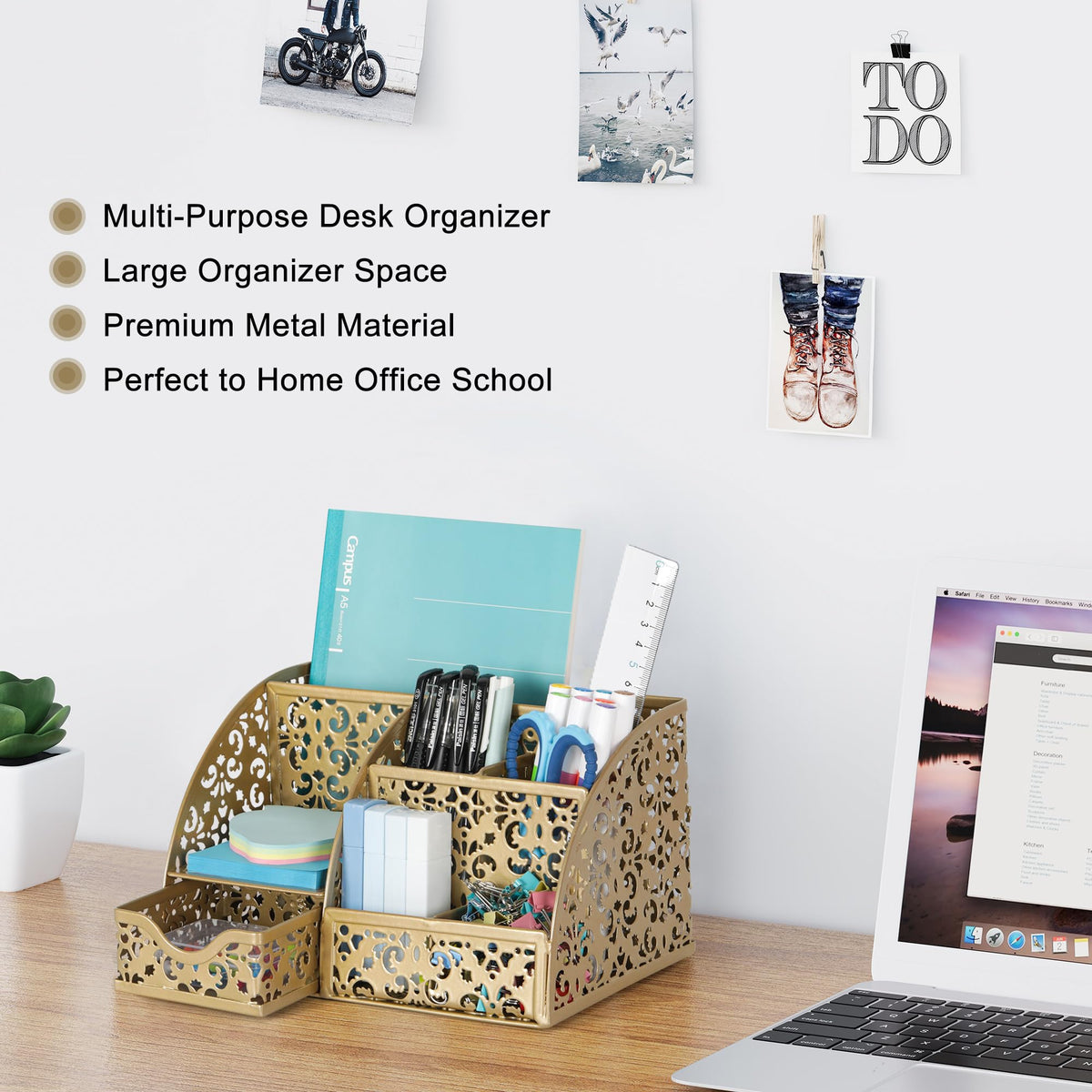 EasyPAG Desk Organizer and Pen Holder for Desk, Mesh Office Supplies Storage Caddy with Drawer for