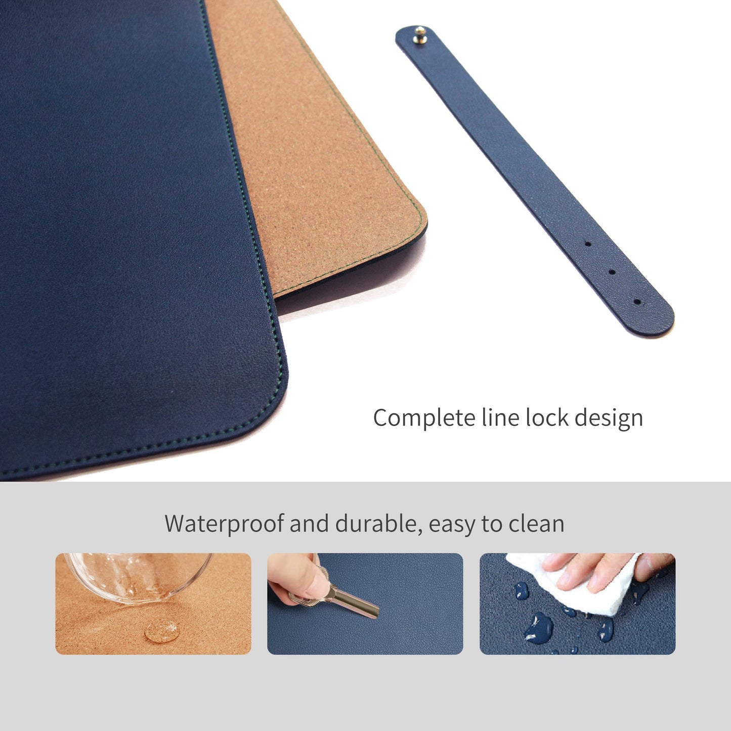 RENMTURE Dual-Sided Mouse Pad, Natural Cork & PU Leather Large Desk Pad for Office and Home Work