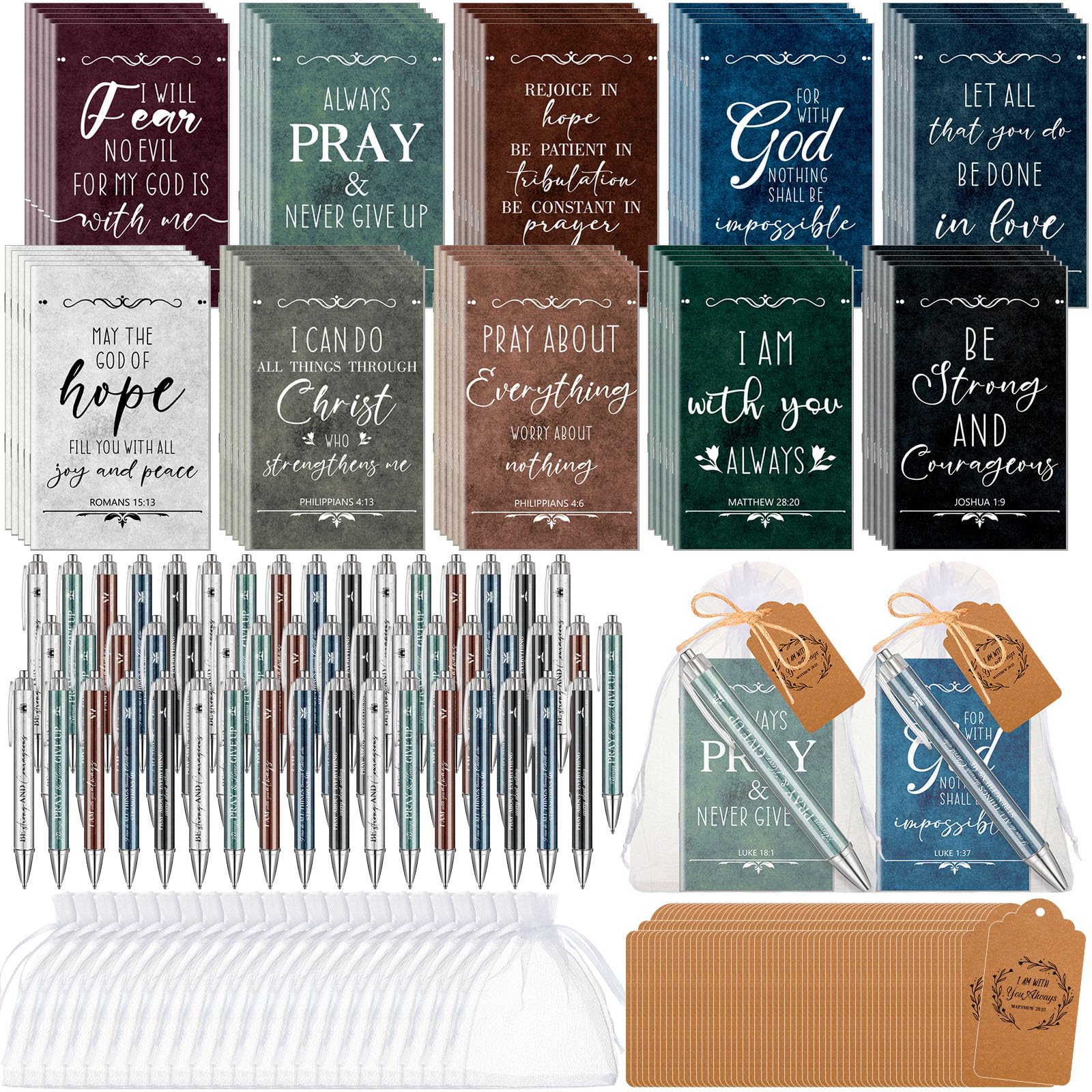 Qeeenar 200 Pcs Christian Gift Bulk Set Bible Verse, Fresh Color, Classic