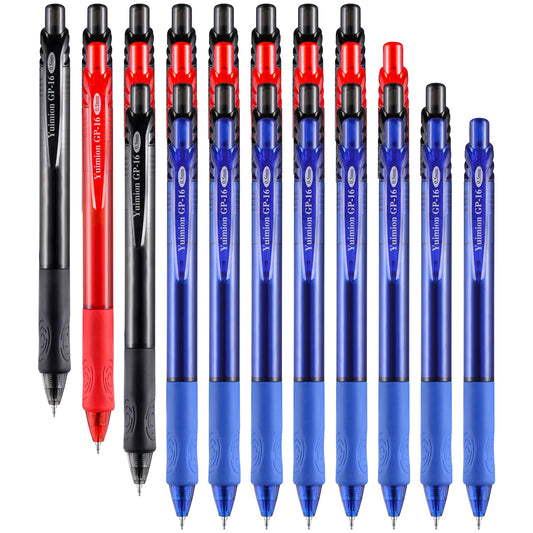 Yuimion 0.5mm Quick Dry Gel Pens, 16 Black 8 Red 8 Blue Fine Point,32 Pack