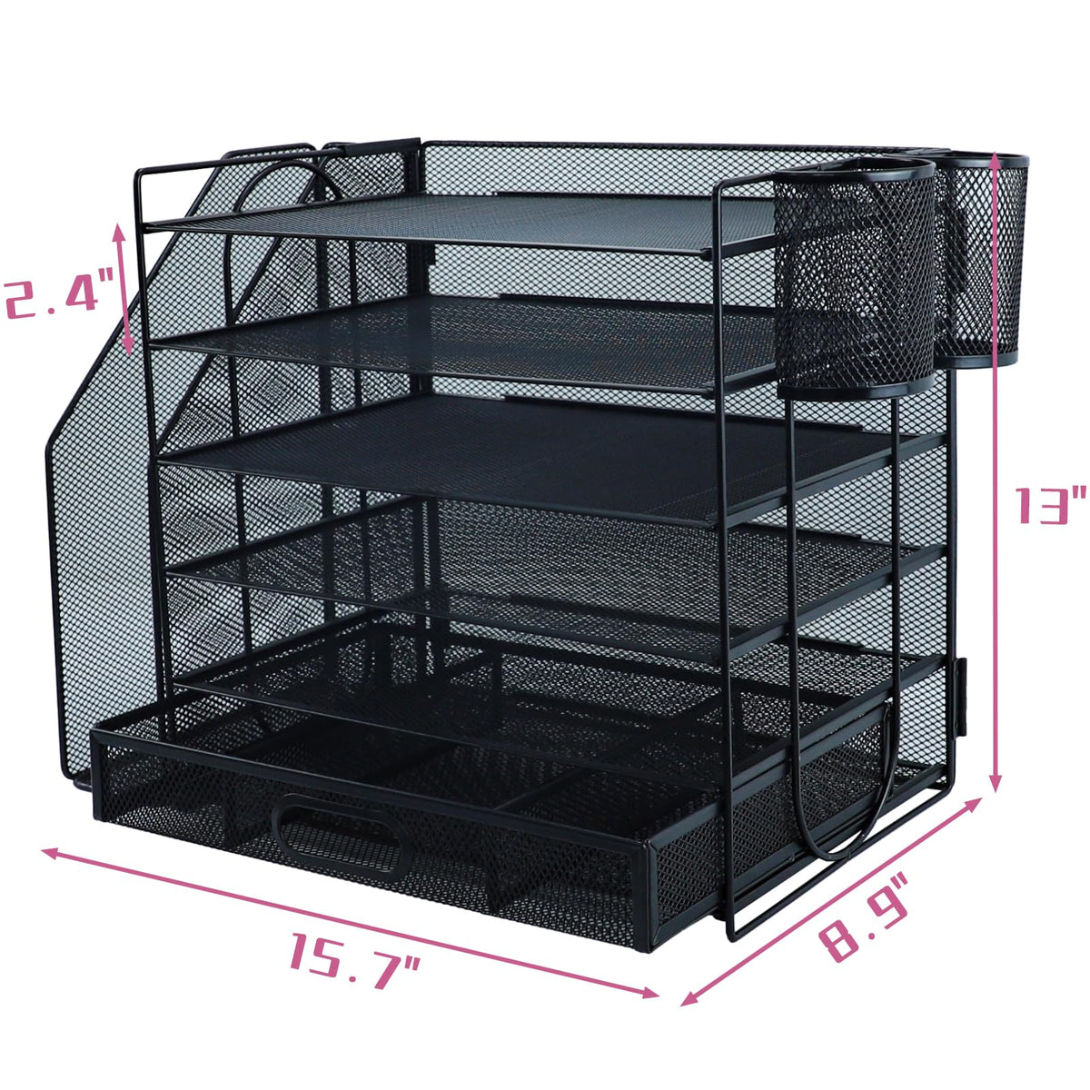 ideallife Desk Organizers and Accessories with File Holder, 6-Tier Paper Letter Tray Organiser with