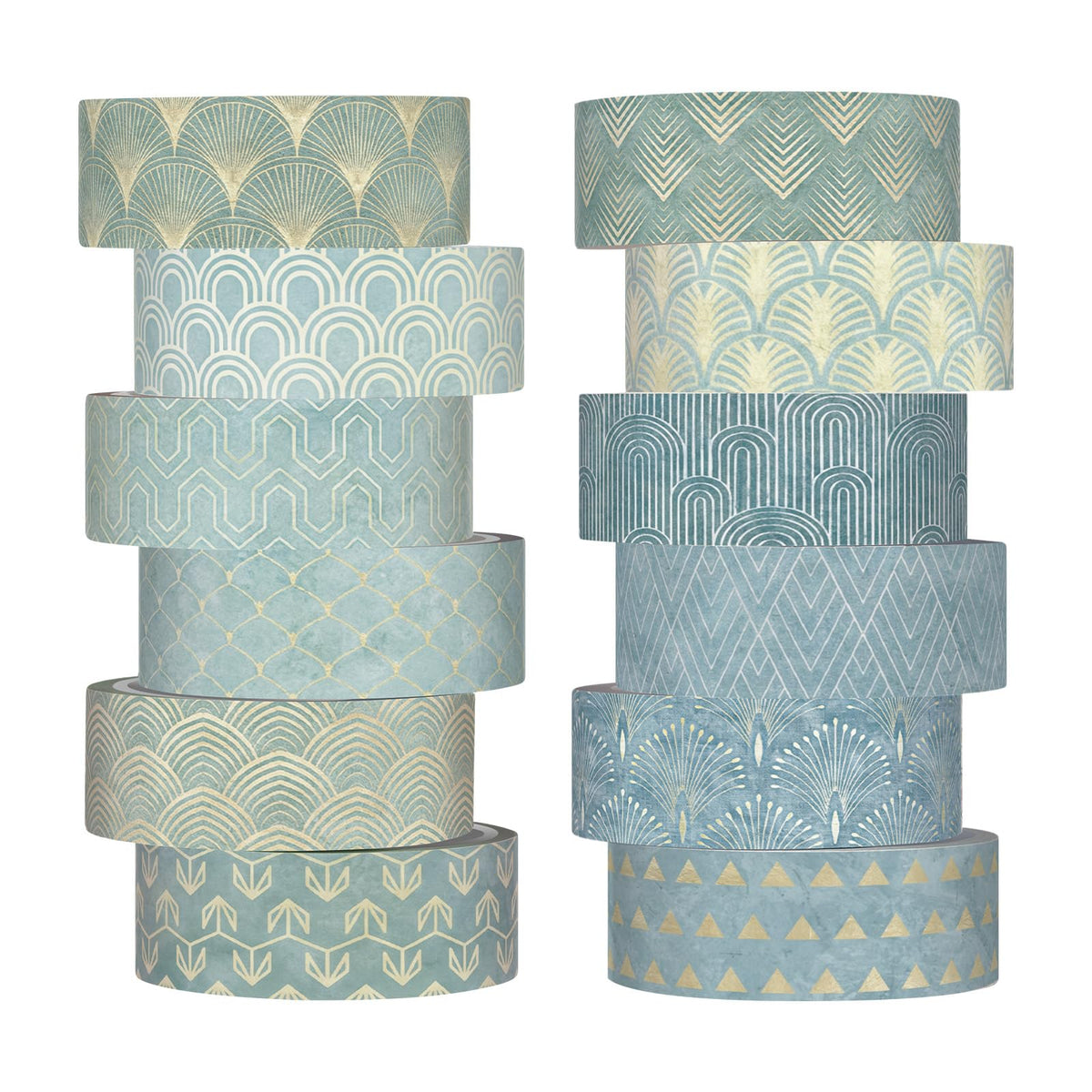 YooNotee 12 Rolls Floral Washi Tape Set,Teal Color,Art Deco