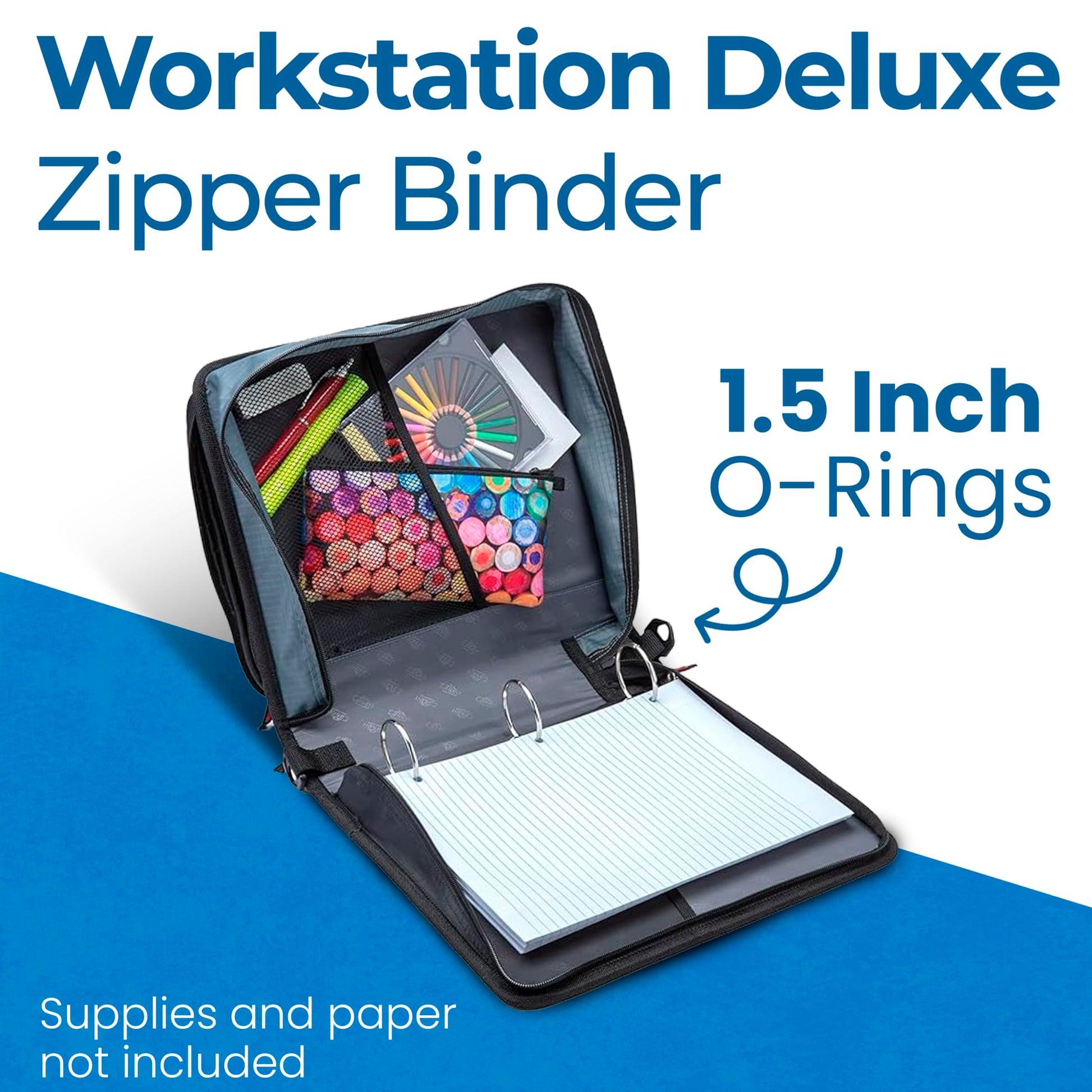 Case-it Workstation Zipper Binder | 2-Inch O-Rings | LT-117 Black