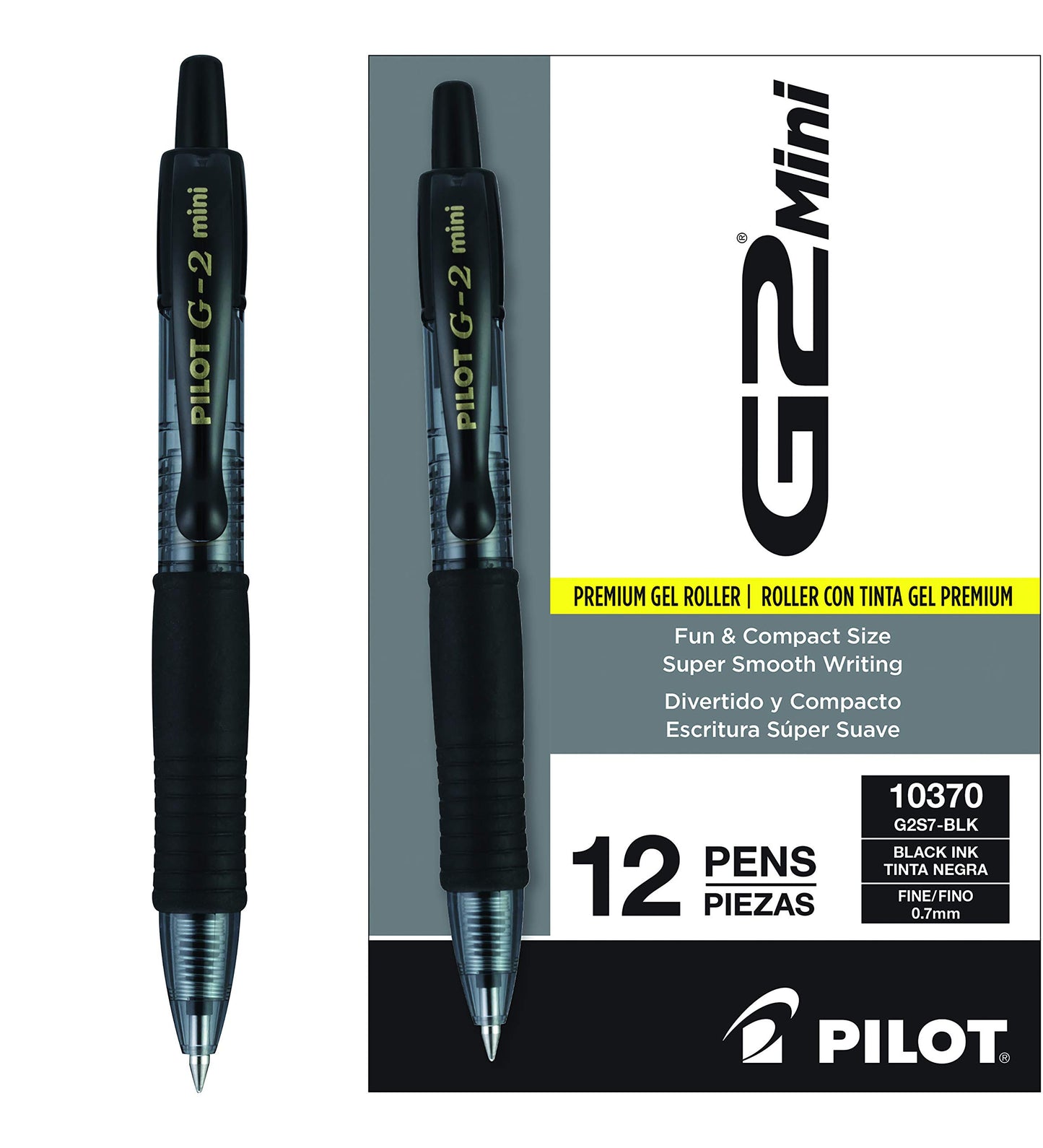 PILOT G2 Premium Rolling Ball Gel Pens, Fine Point 0.7mm, Black Ink, 12-Pack