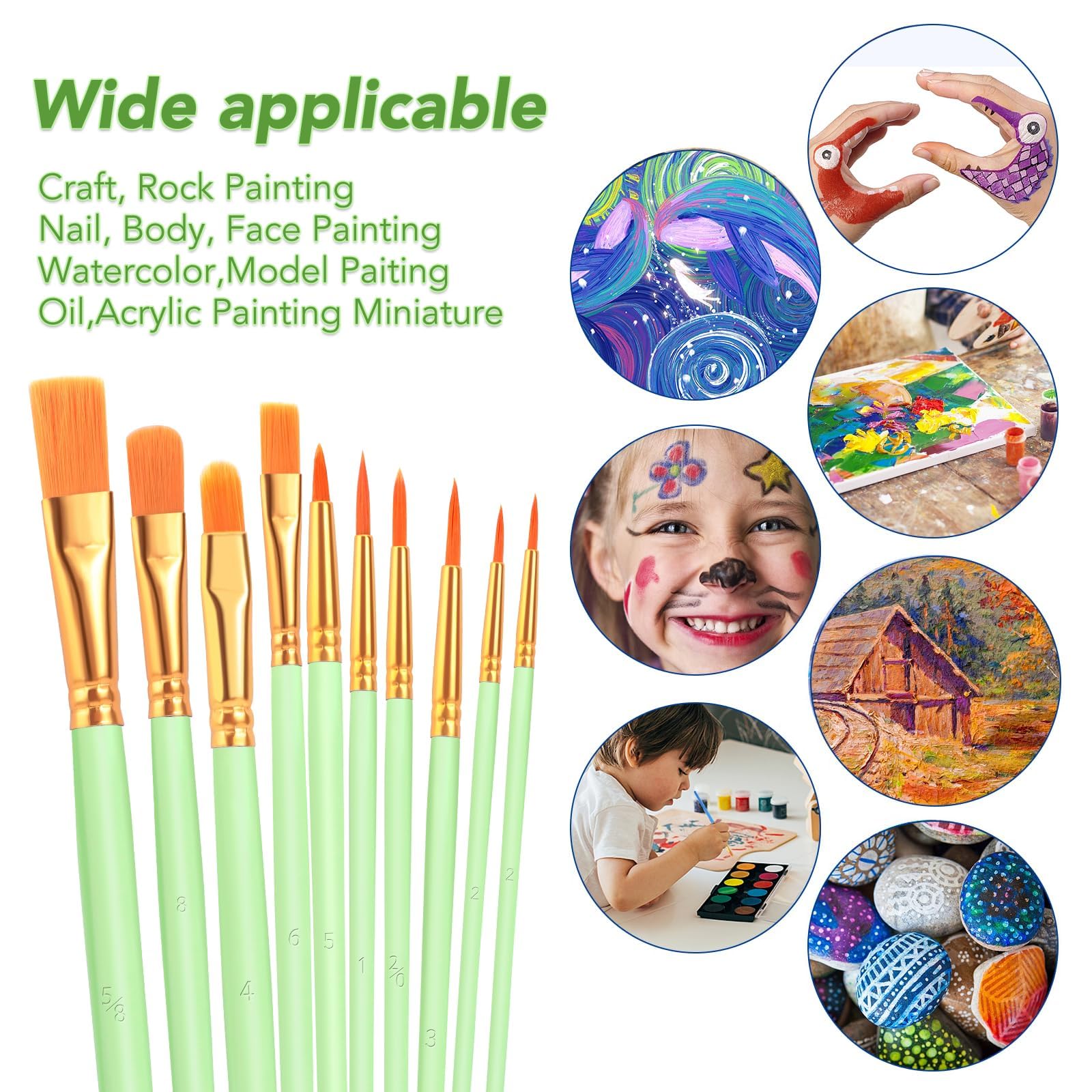 ESRICH 160PCS Paint Brushes, Paint Brush for Acrylic Painting