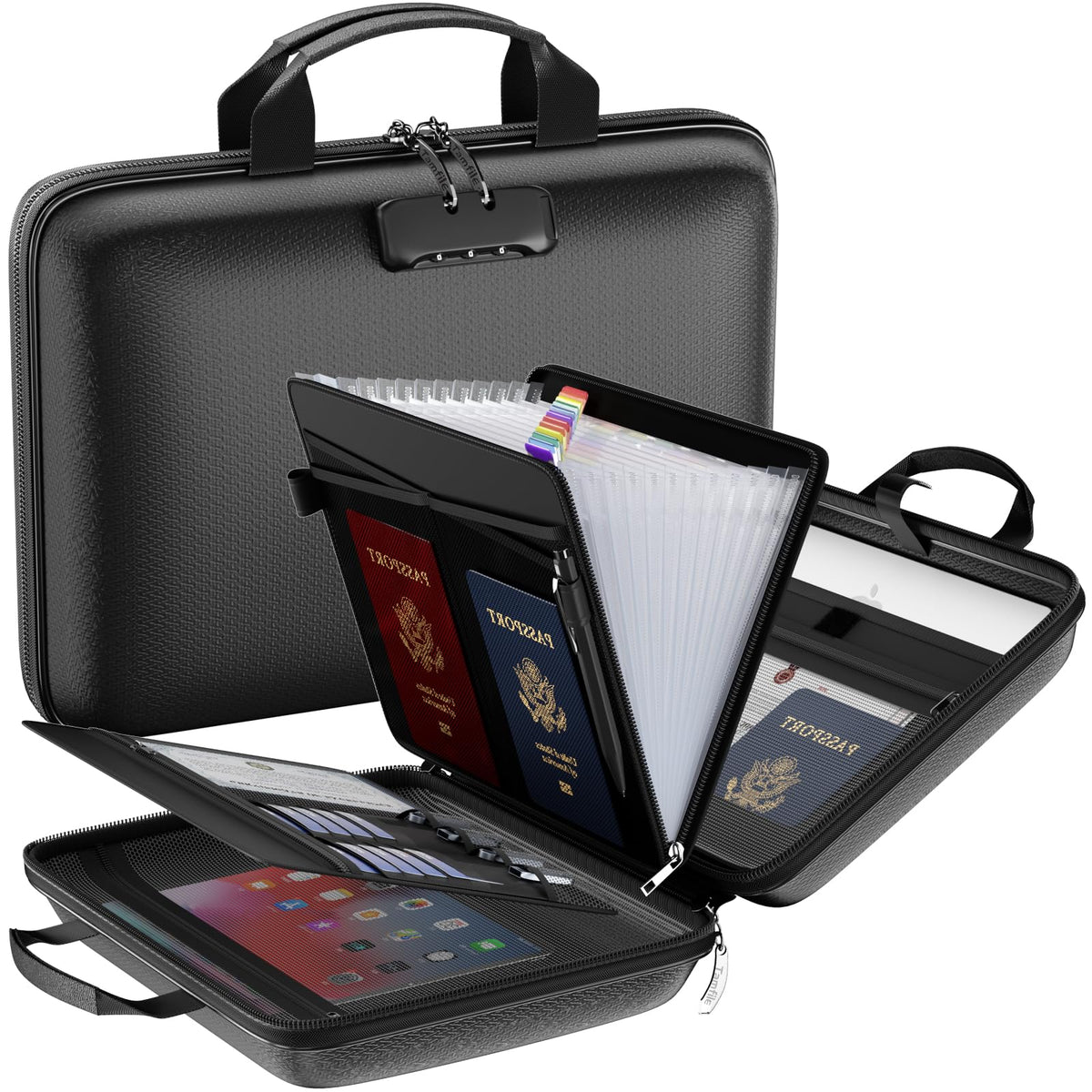 Tamfile Fireproof File Organizer with Lock,Hard Case Fireproof Document Box