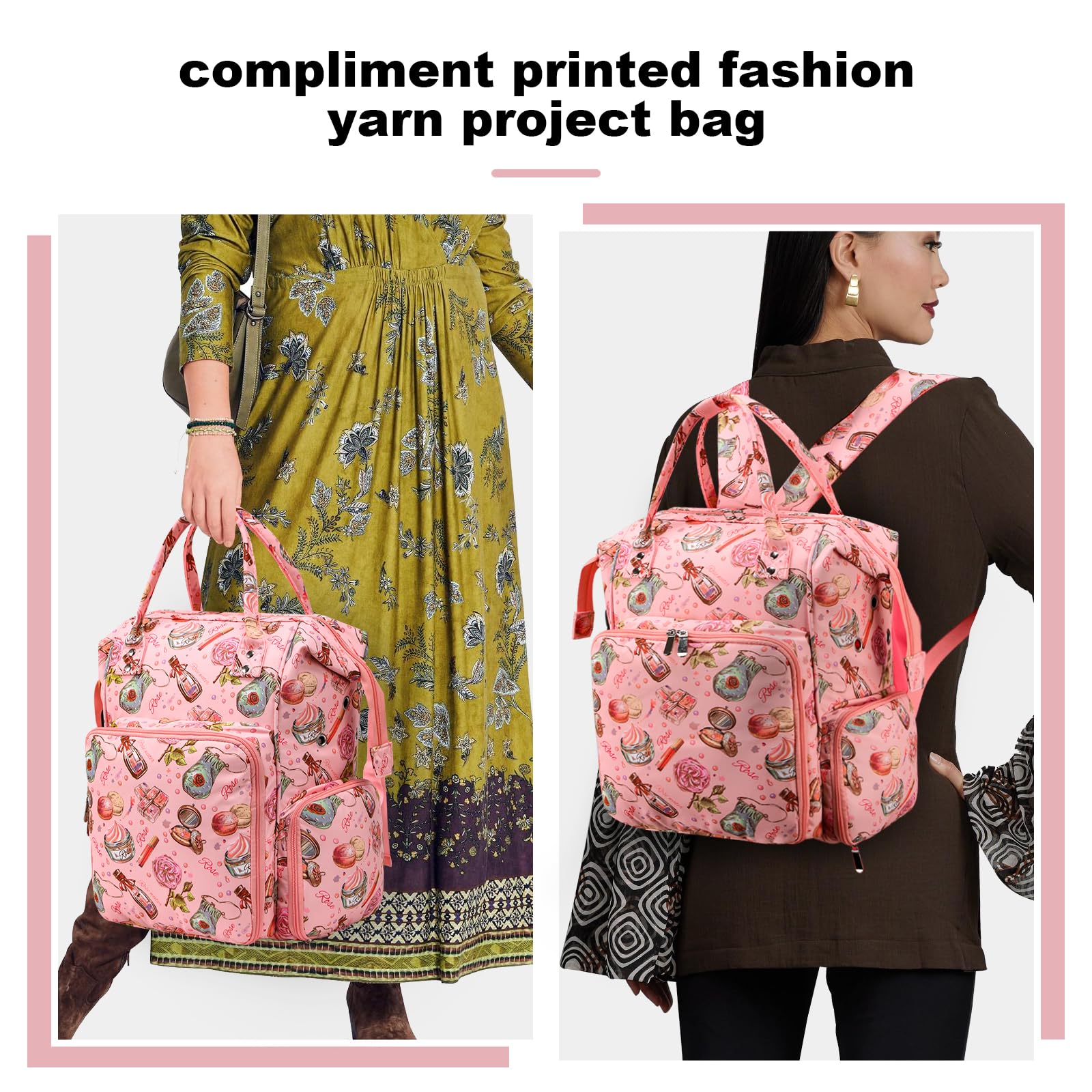 KOKNIT Crochet bag,knitting bag Backpack and Tote Bag Large capacity Yarn Storage Travel Women