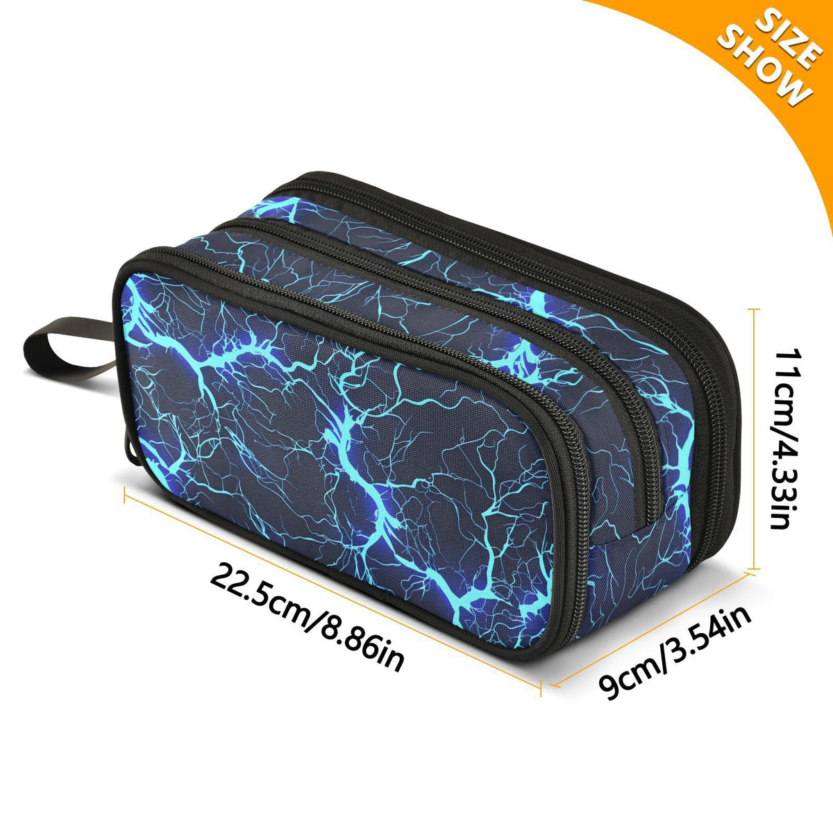 BOENLE Dark Blue Electric Lightning Pencil Case Box Boys Girls Large Pencil Pouch with Zipper