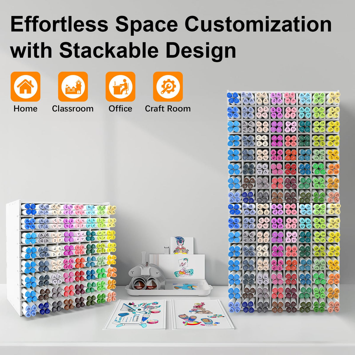 CKAGF Marker Organizer for 256 Markers, Desktop Art Supply Storage Holder