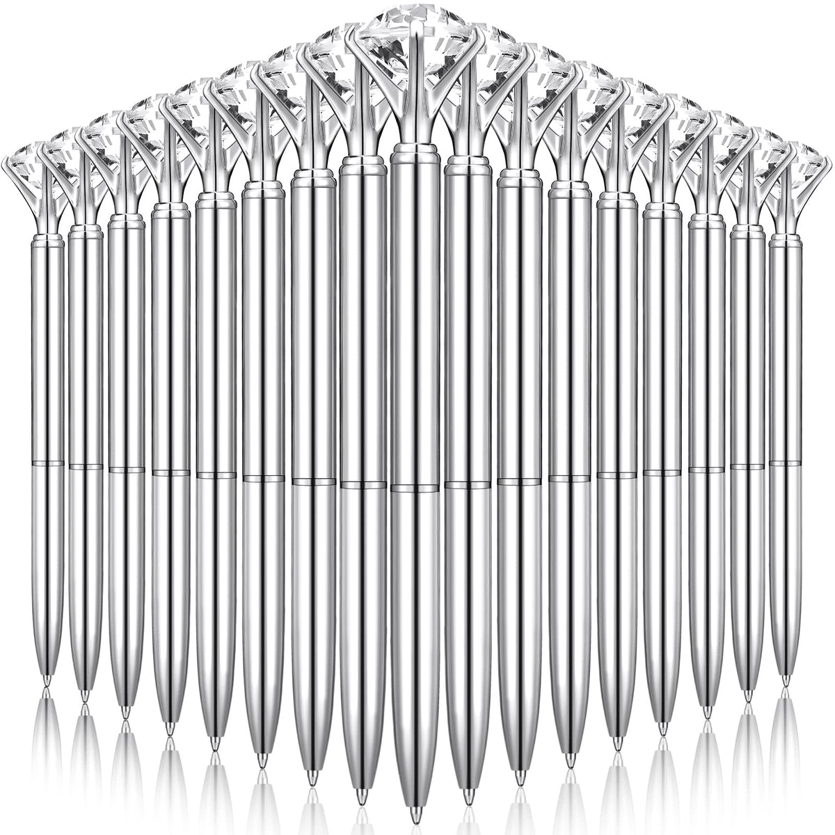Leinuosen 50 Pcs Diamond Bridal Showers Pen Bulk, Silver