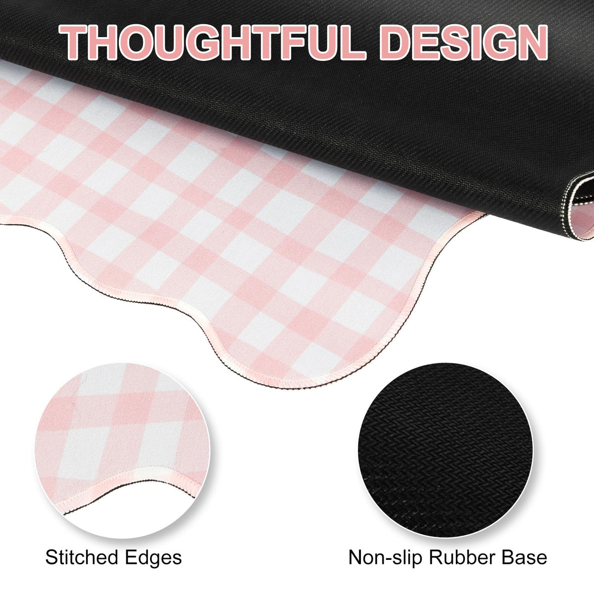 L-SPOUTTO Pink Checkered Mouse Pad,Cottagecore Scalloped Desk Mat XXL Large Cute Pastel Gaming