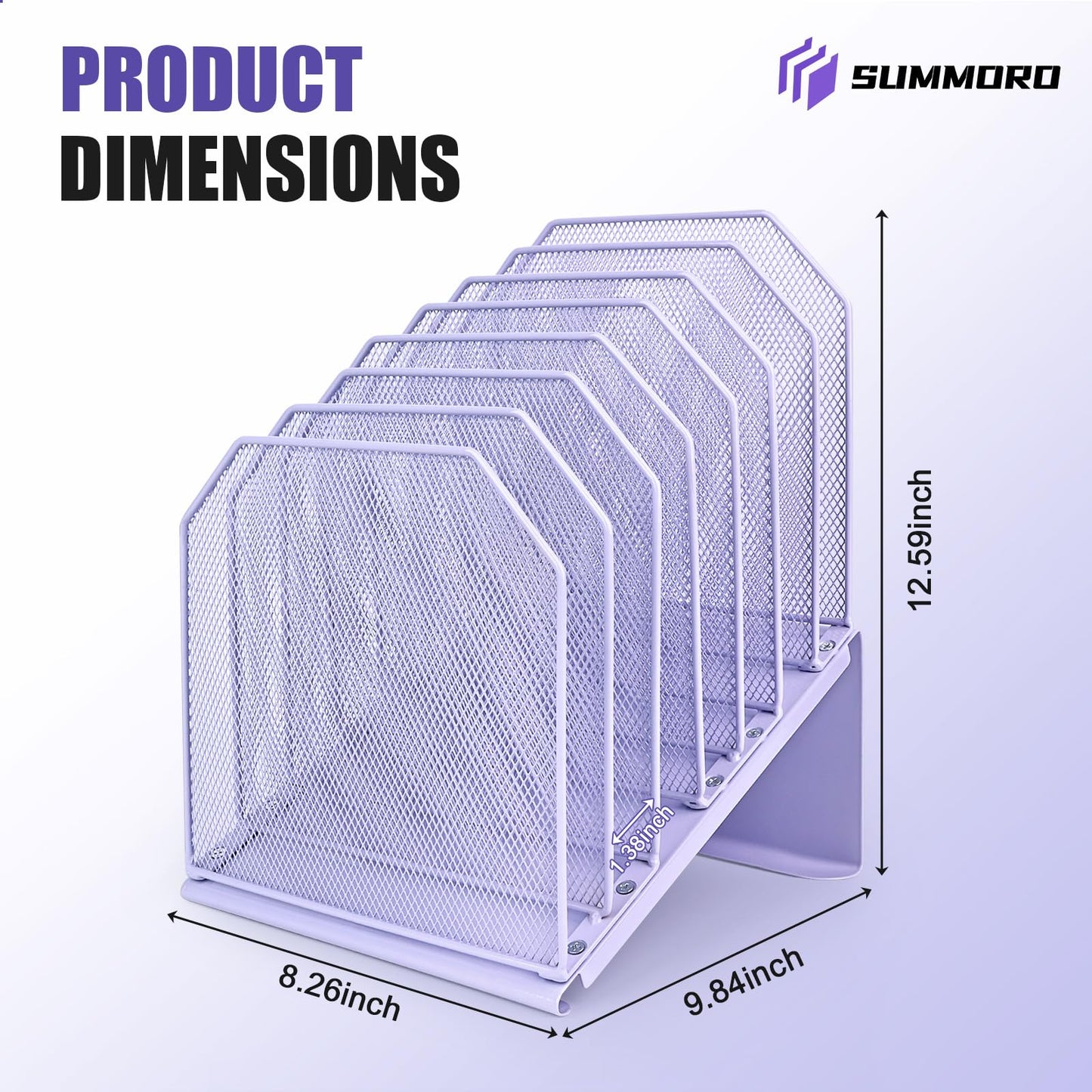 SUMMORO Inclined File Organizer for Desk, 7-Section Vertical File Holder