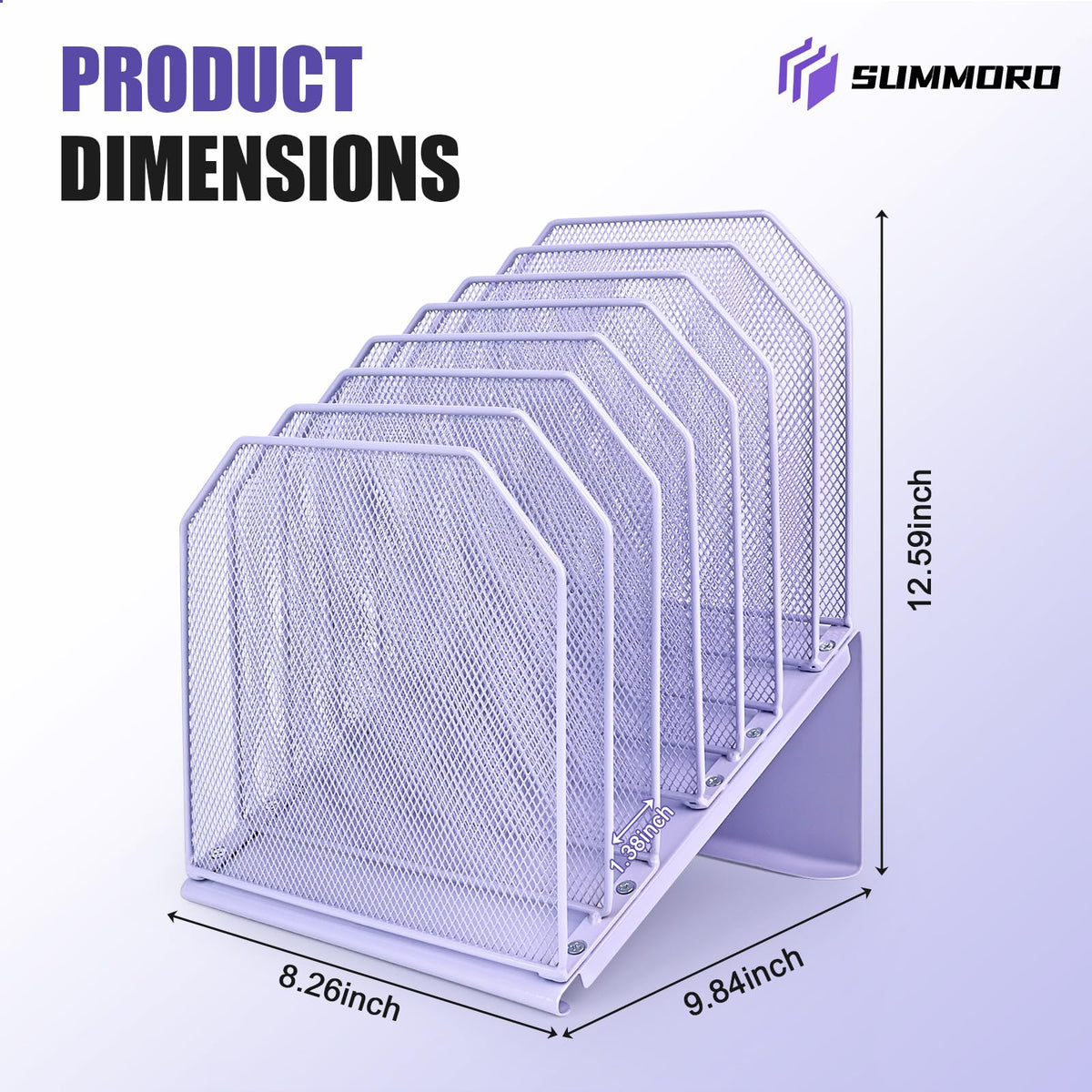 SUMMORO Inclined File Organizer for Desk, 7-Section Vertical File Holder