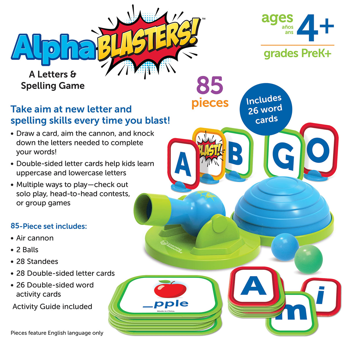 Learning Resources Alphablasters Letter and Spelling Game - 85 Pieces, Ages 4 and Up Toddler