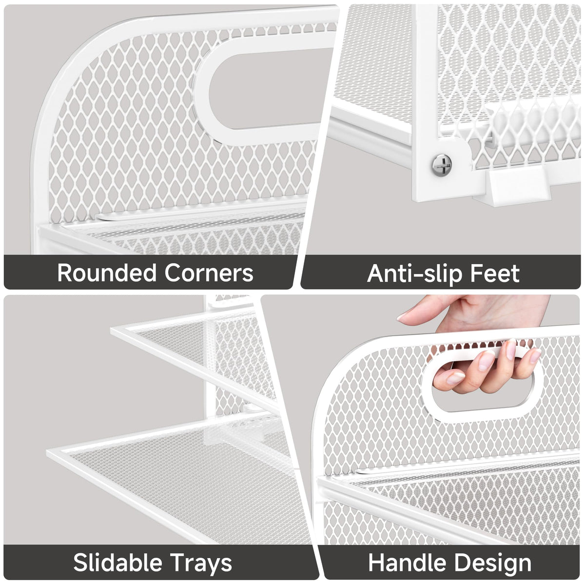 Kinkota 5-Tier Stackable Paper Organizer with Handle, White