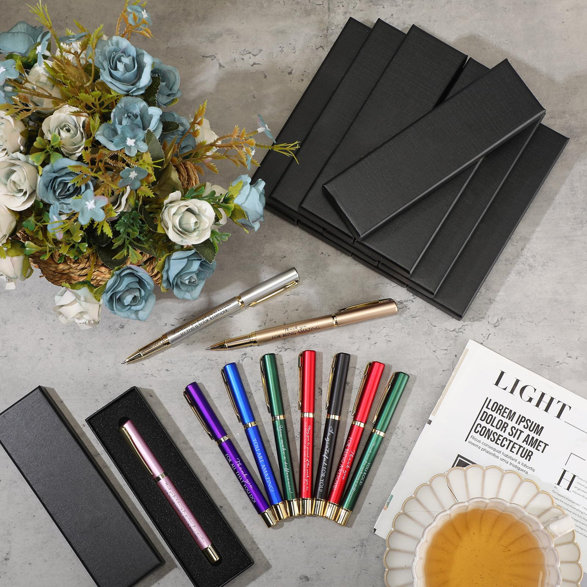 PerKoop 20 Sets Thank You Gifts Bulk Inspirational Ballpoint Pen with Box