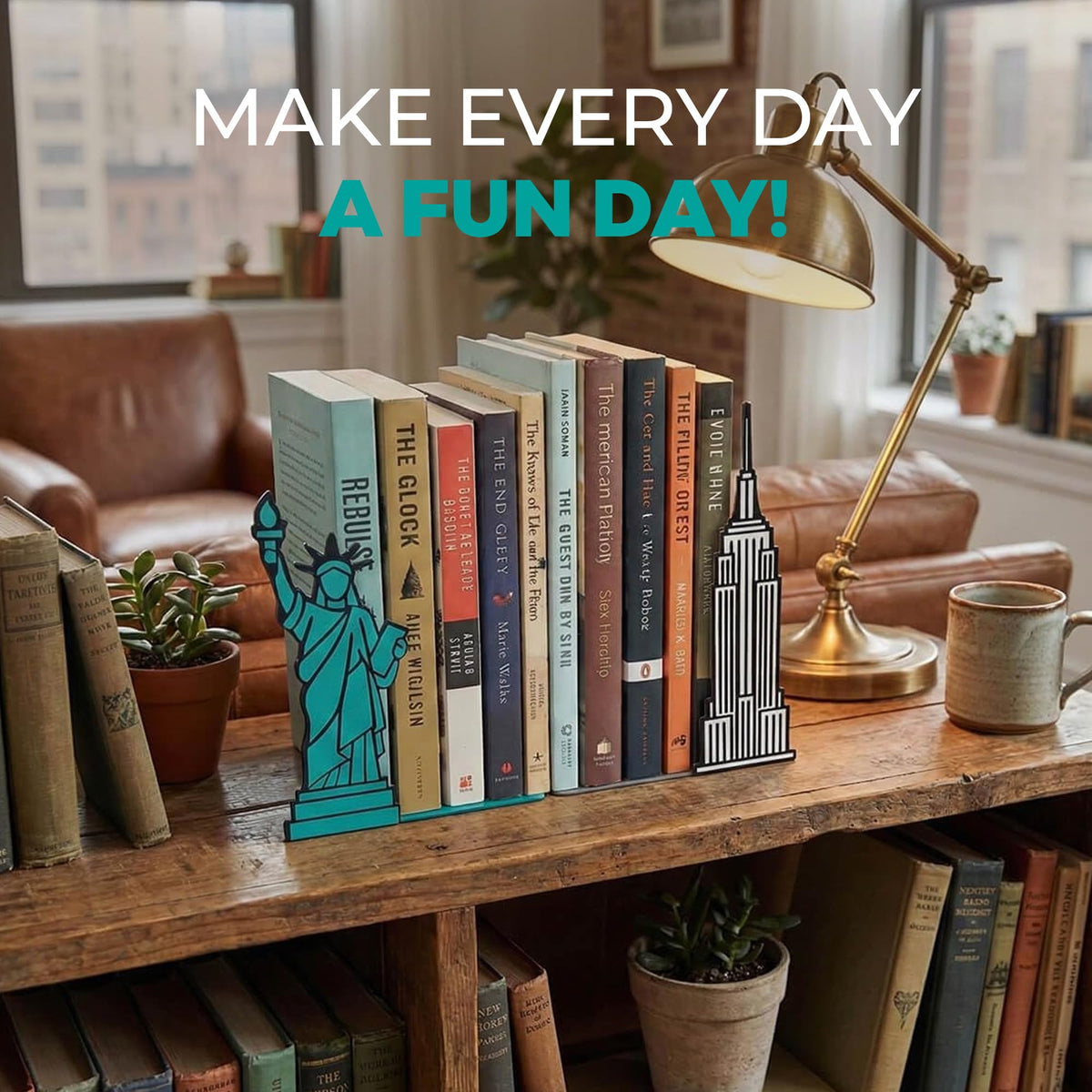 NYC Bookends with Statue of Liberty and Empire State Building Design - Steel with Epoxy Coating