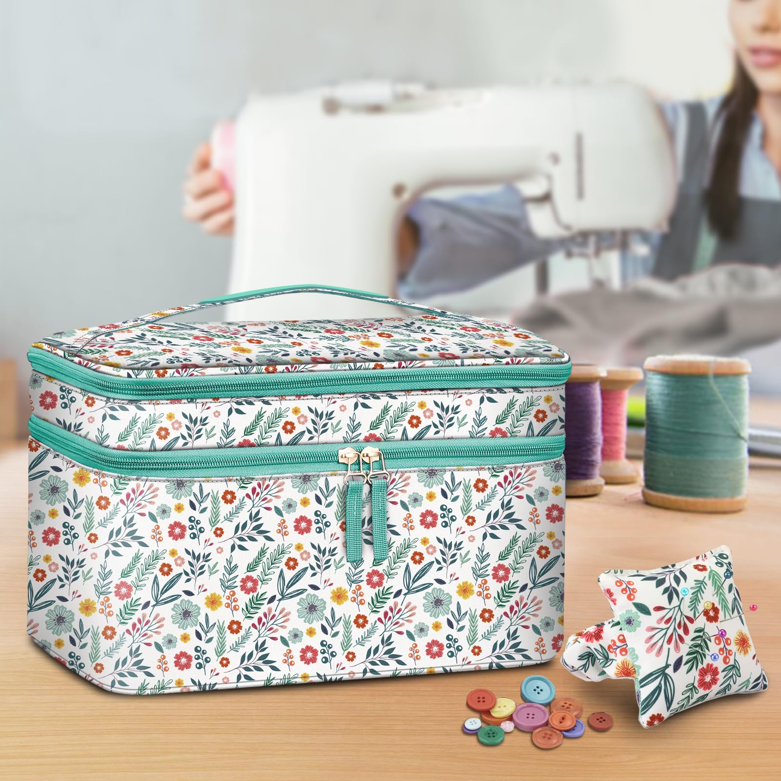 FINPAC Double-Layer Sewing Accessories Storage and Organizer Case Bag