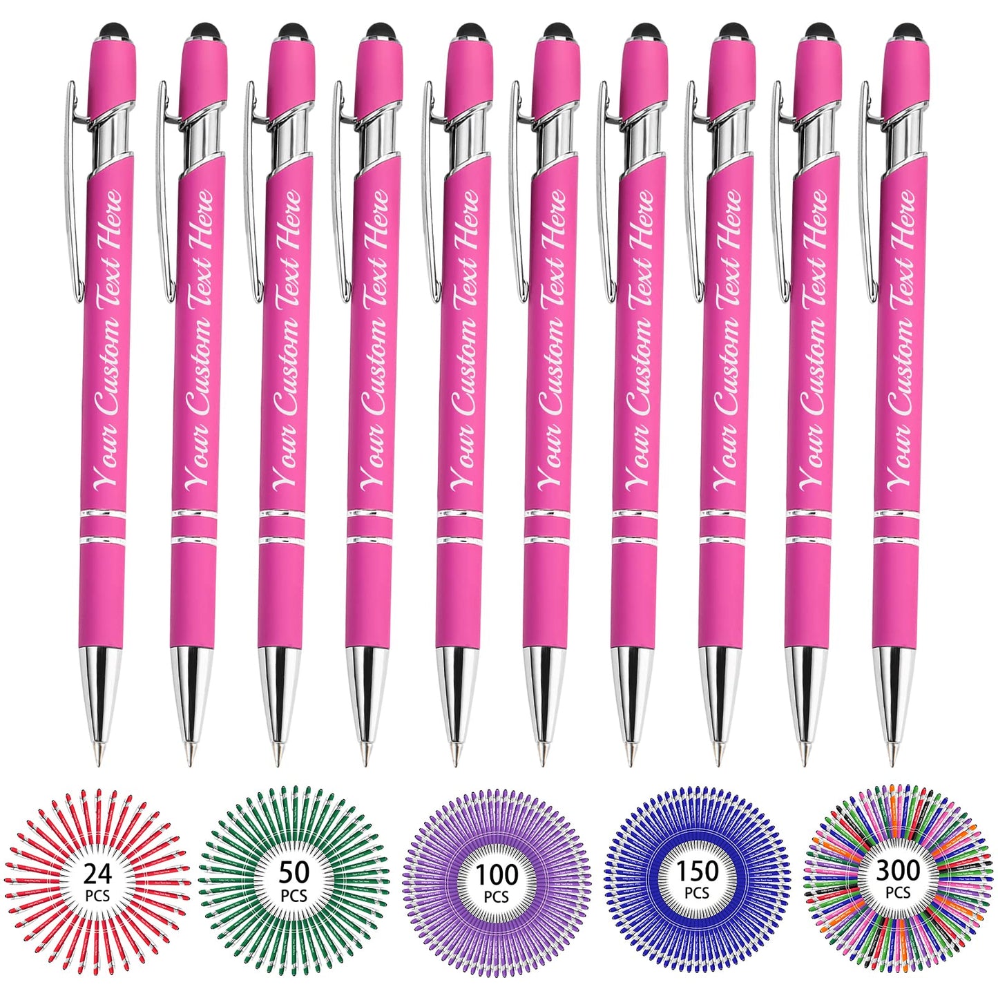Hapelf Up to 500 Bulk Personalized Pens Custom Engraved Ballpoint Pen with Stylus Tip Retractable