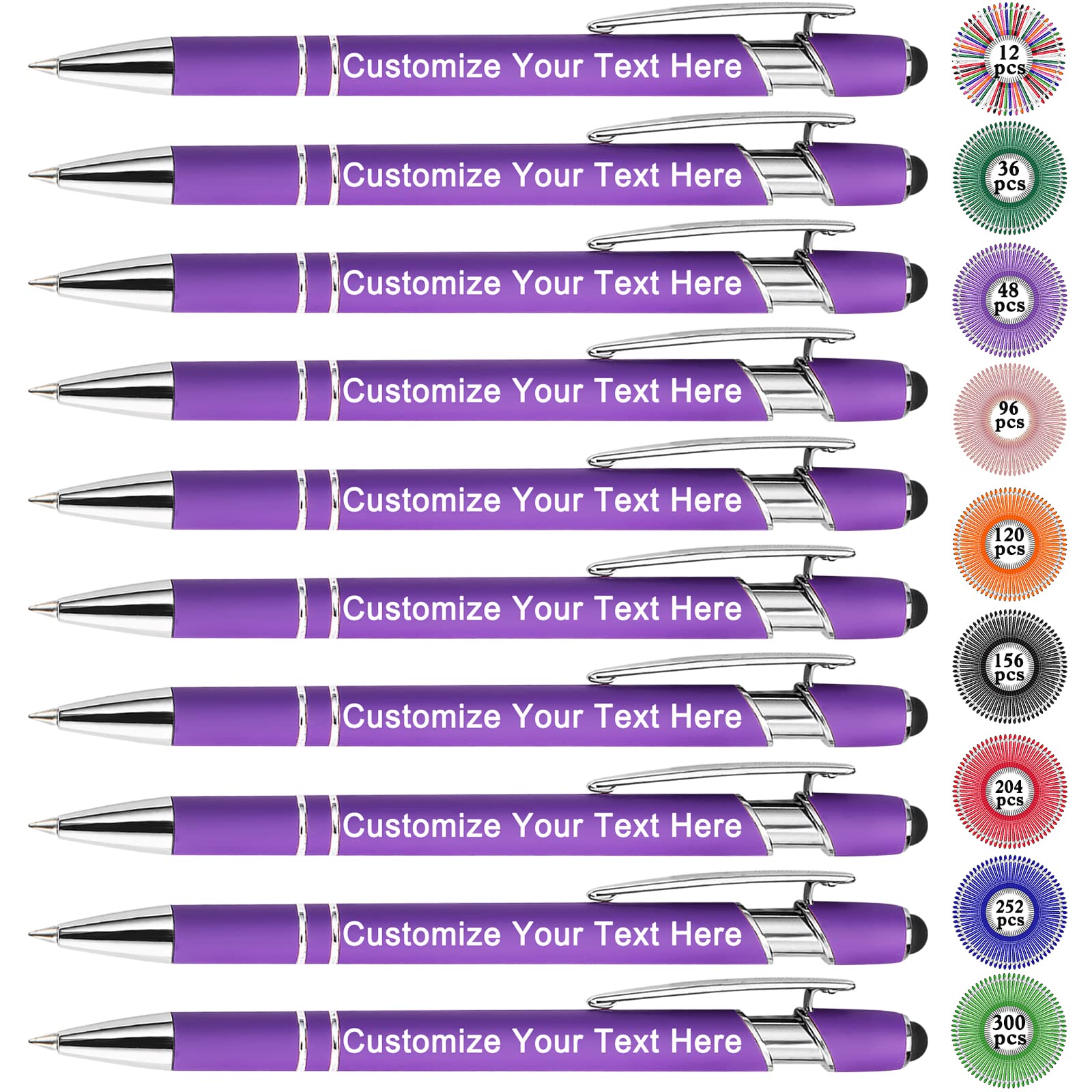 Qingxily Up to 300 Pcs Custom Pens Bulk Personalized Pens with Free Engraving Customized Stylus