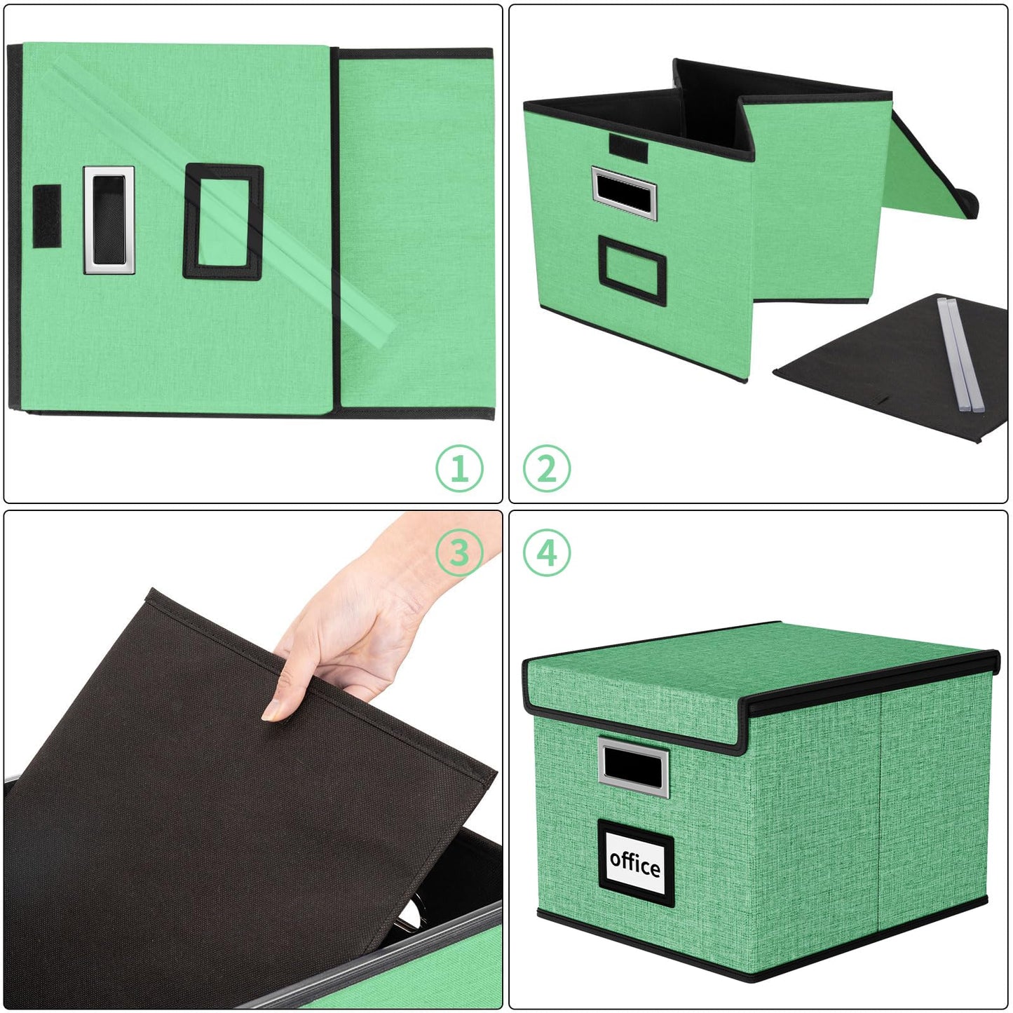 Huolewa File Organizer Box with Lids, Collapsible File Folder Organizer