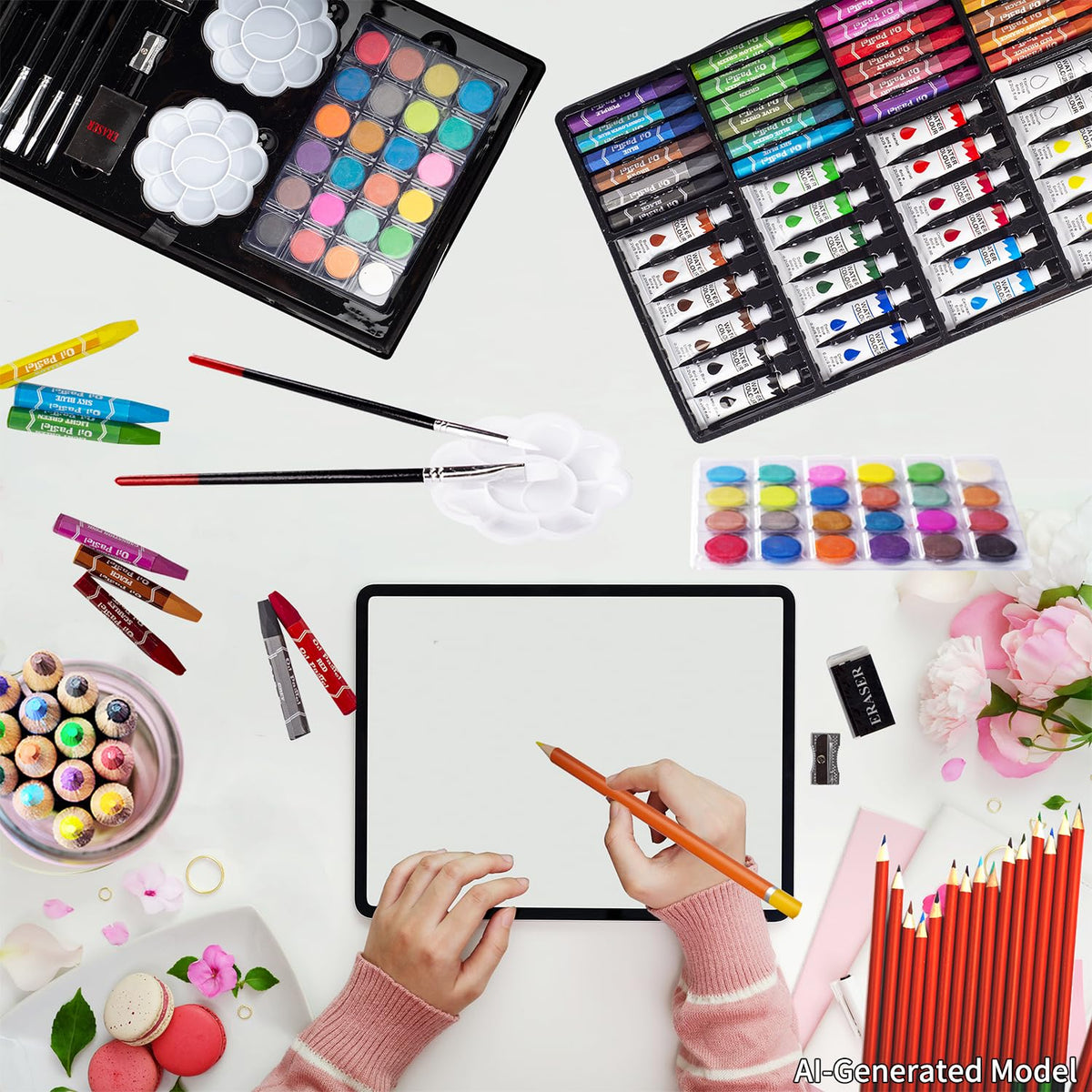KINSPORY Art Set, 139 Pack Painting Drawing Art Supplies Kit with 2 Sketch Pads, Double Layers Art
