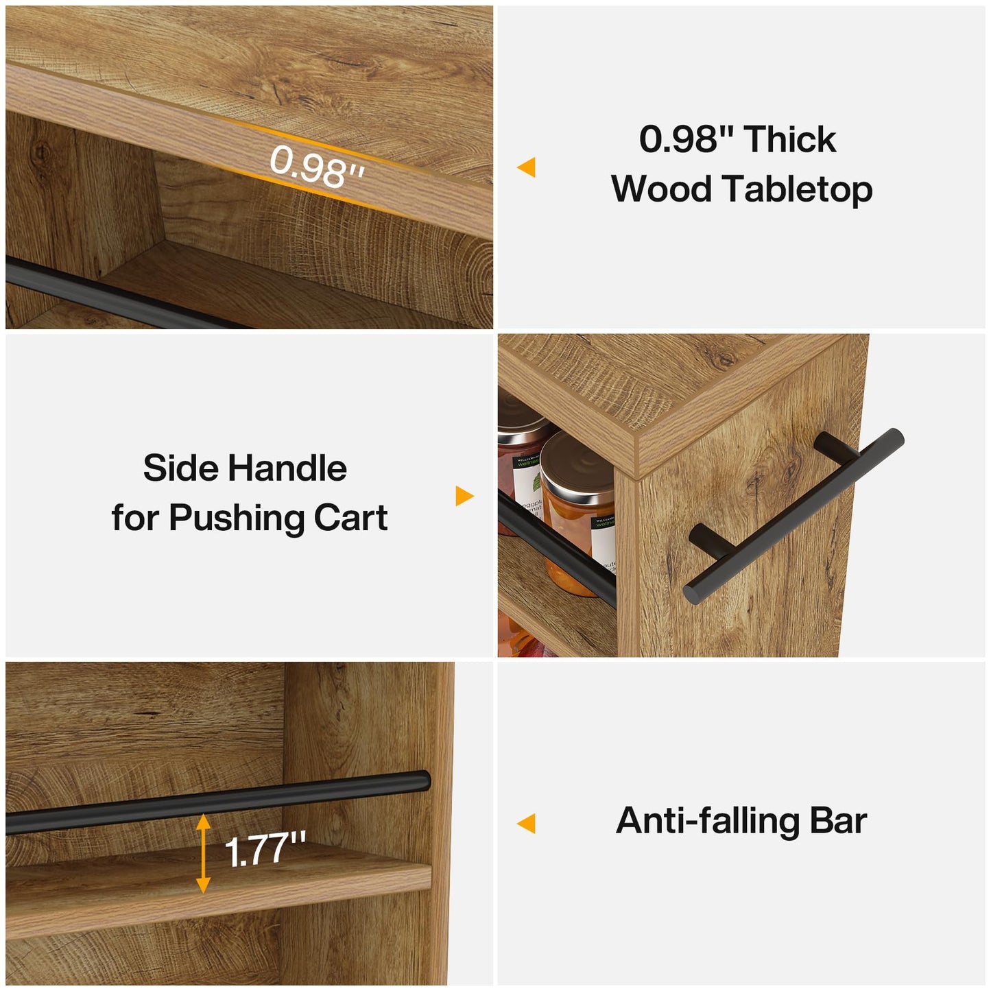 Tribesigns Slim Storage Cart, Rolling Narrow Kitchen Cart on Wheels for Small Place, 4-Tier Slide