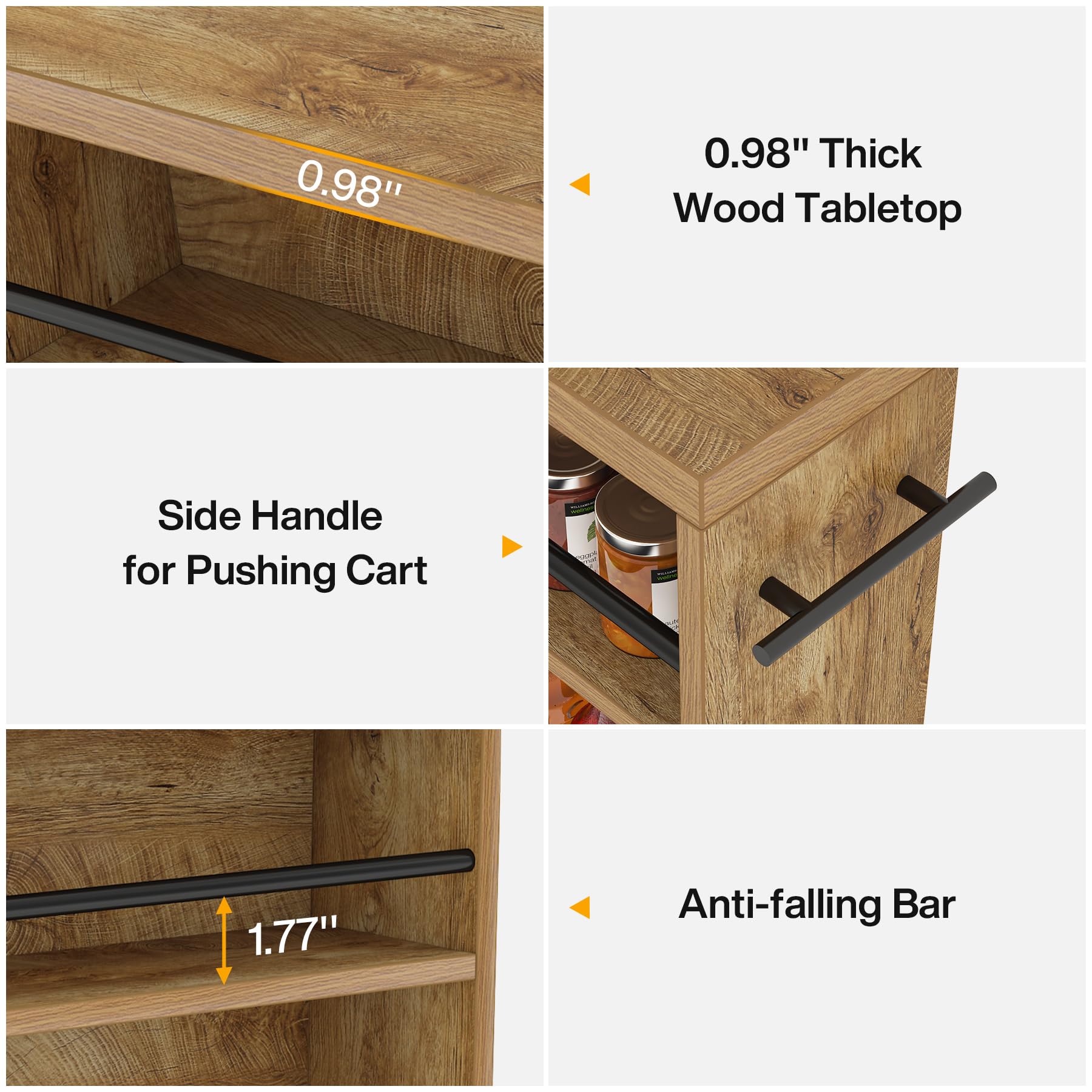 Tribesigns Slim Storage Cart, Rolling Narrow Kitchen Cart on Wheels for Small Place, 4-Tier Slide