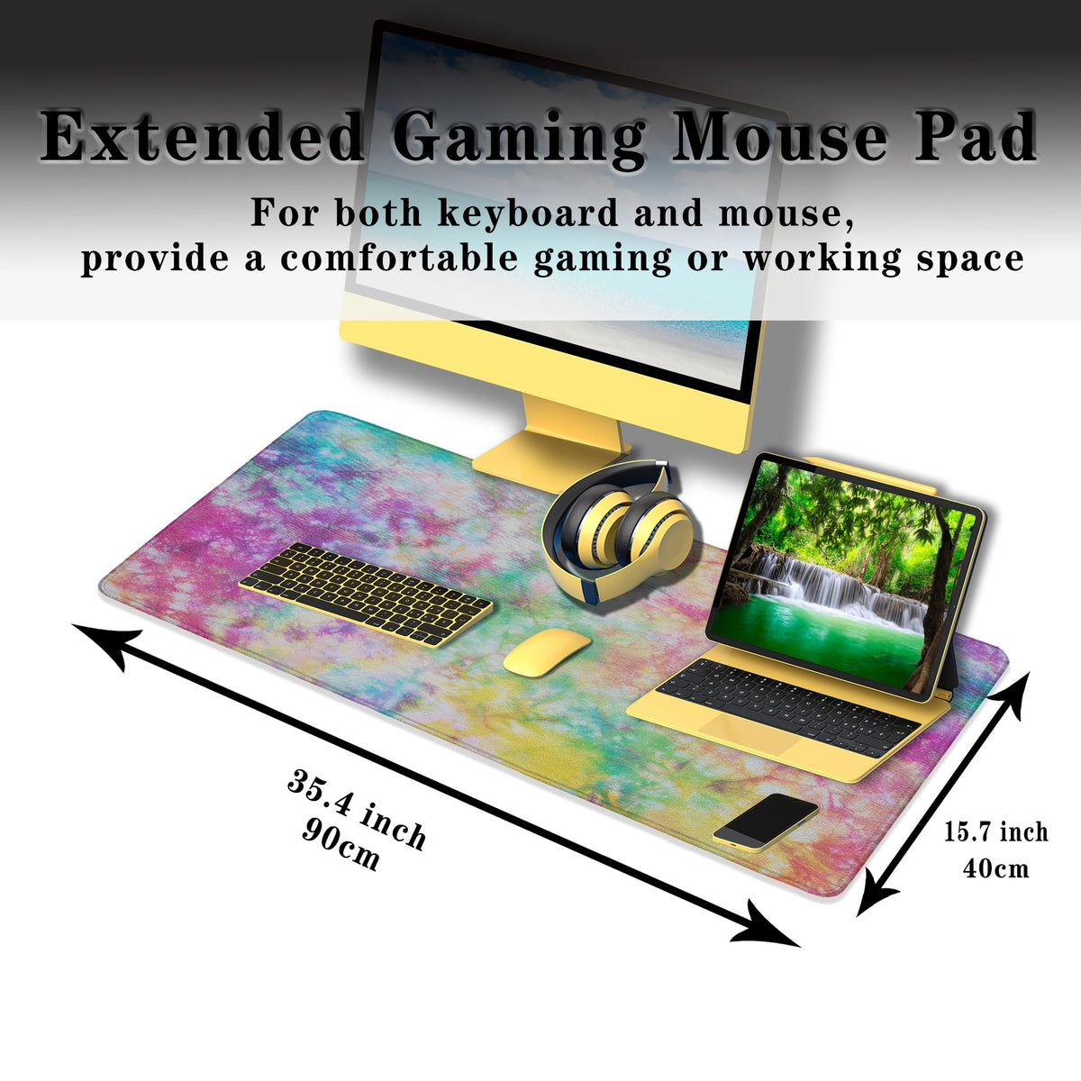 Samgula Desk Mouse Pad Rainbow Mats, XXL Mouse Pads Desk Pad for Women Keyboard Big Mousepads, Long