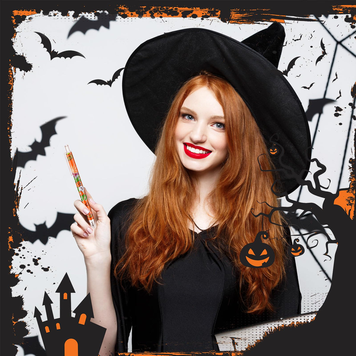 Leinuosen 72 Pcs Halloween Ballpoint Pen Bulk Ghost Gel Ink Pen Gift