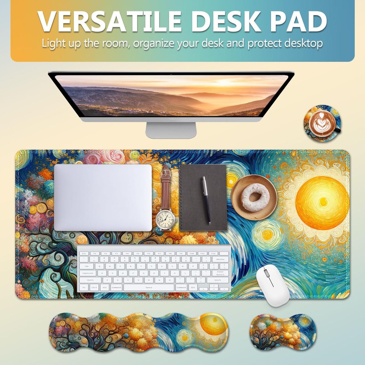 AIMSA Keyboard Mouse Pad Set, Large Gaming Mouse Pad + Wrist Rest + Mouse Pad with Wrist Support +