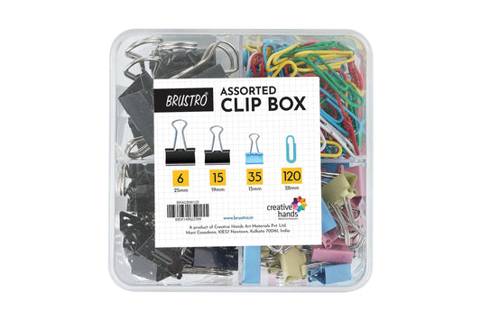 Brustro Clip Box Set of 56 Binder Clips and 120 Paper Clips, Stationery Binding Supplies for Loose